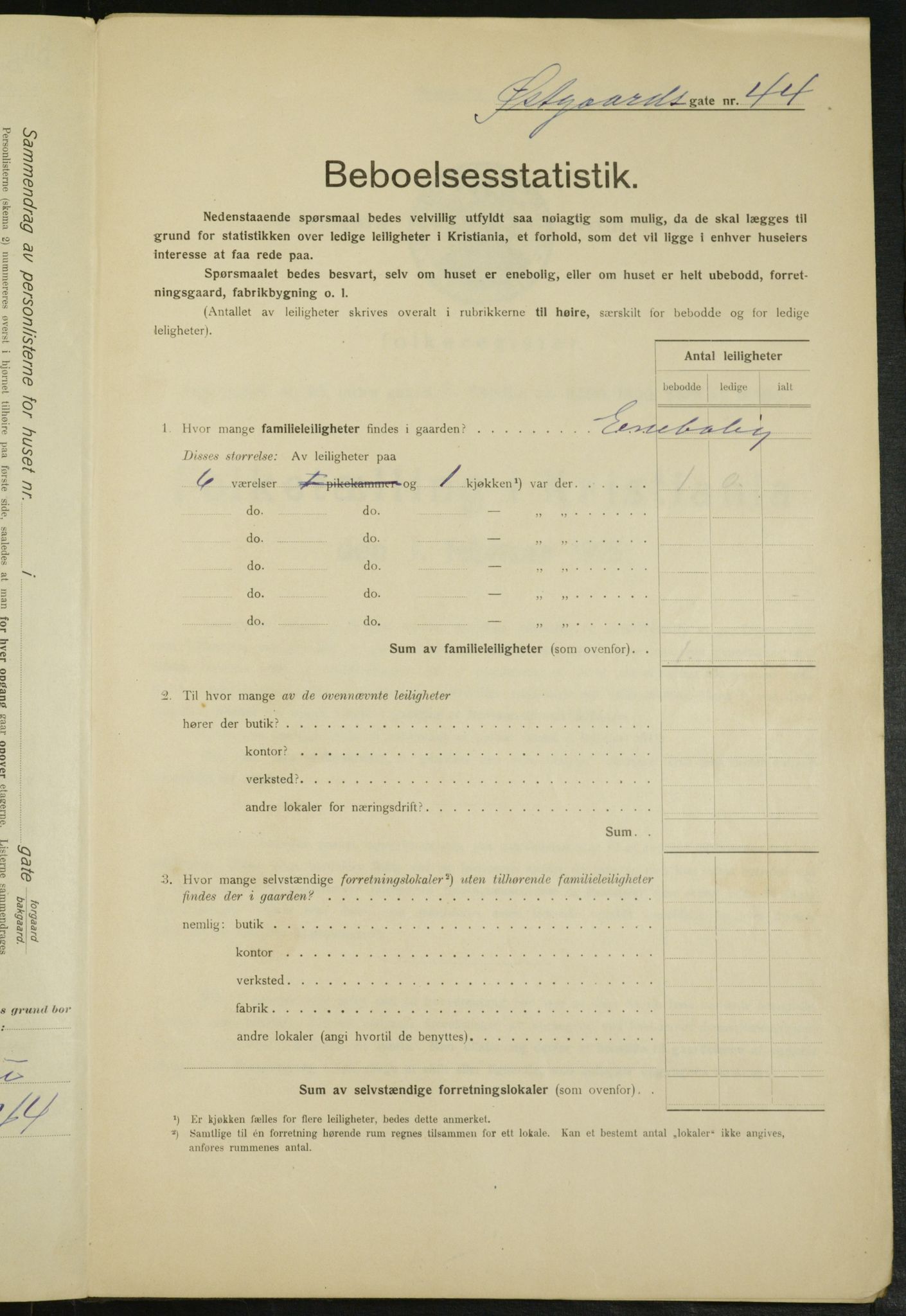 OBA, Kommunal folketelling 1.2.1915 for Kristiania, 1915, s. 129975