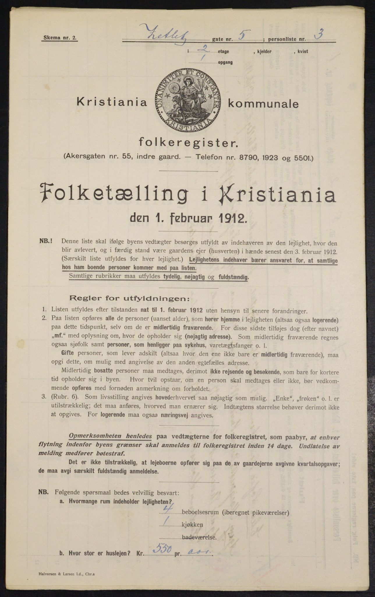 OBA, Kommunal folketelling 1.2.1912 for Kristiania, 1912, s. 128664