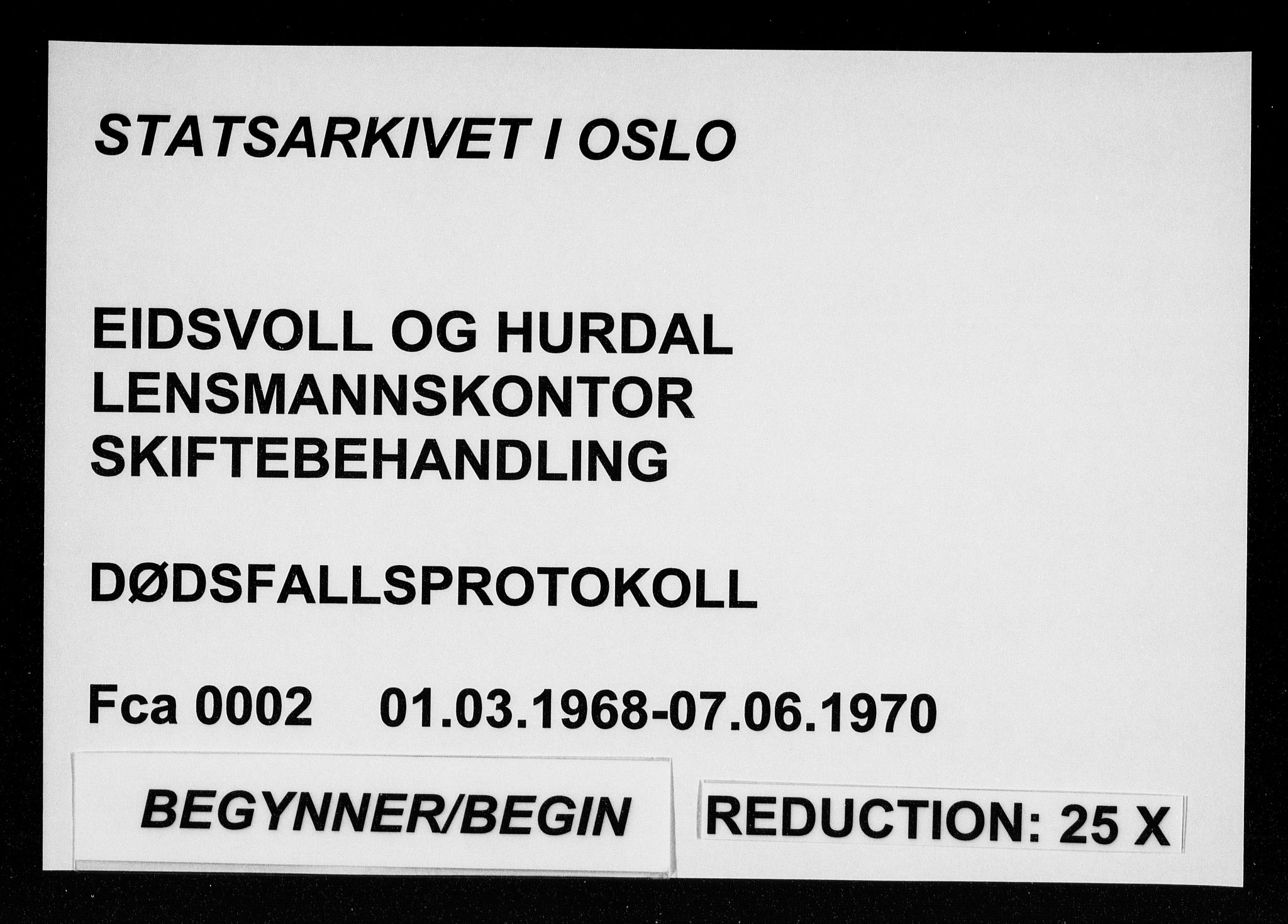 Eidsvoll og Hurdal lensmannskontor, SAO/A-10266/H/Ha/L0002: Dødsfallprotokoll, 1968-1970