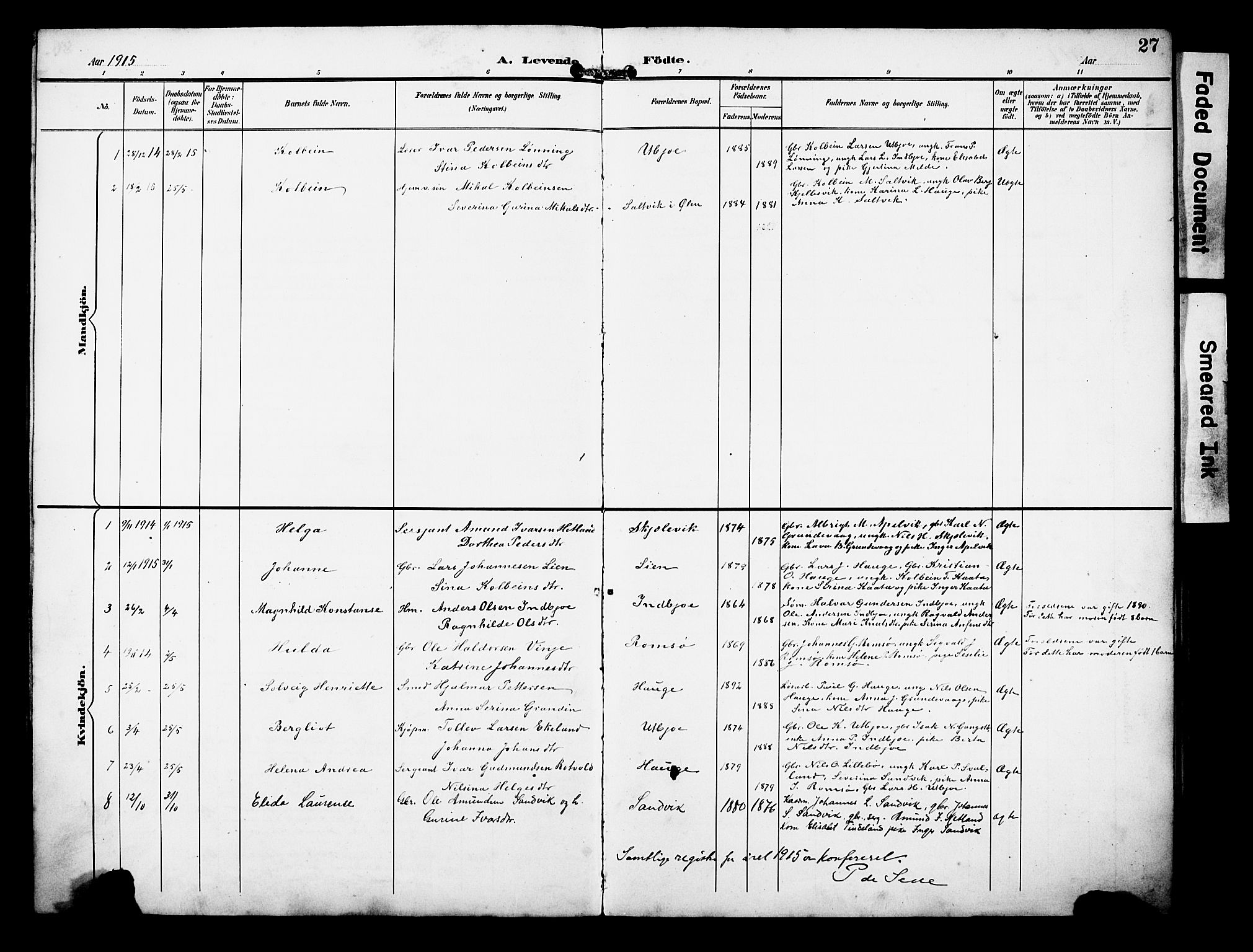 Ølen Sokneprestembete, AV/SAB-A-79201/H/Hab: Klokkerbok nr. B 1, 1895-1930, s. 27