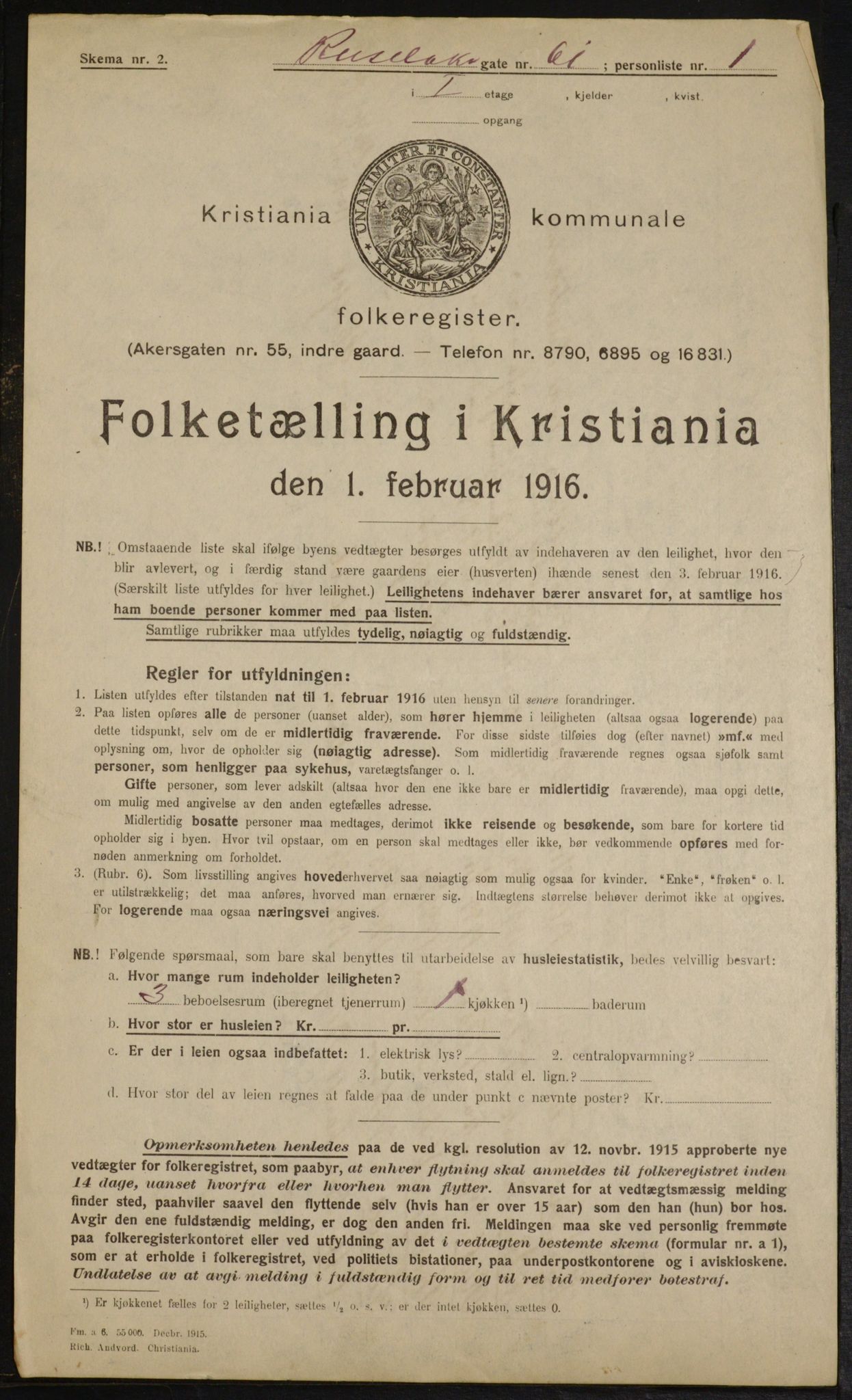 OBA, Kommunal folketelling 1.2.1916 for Kristiania, 1916, s. 87879