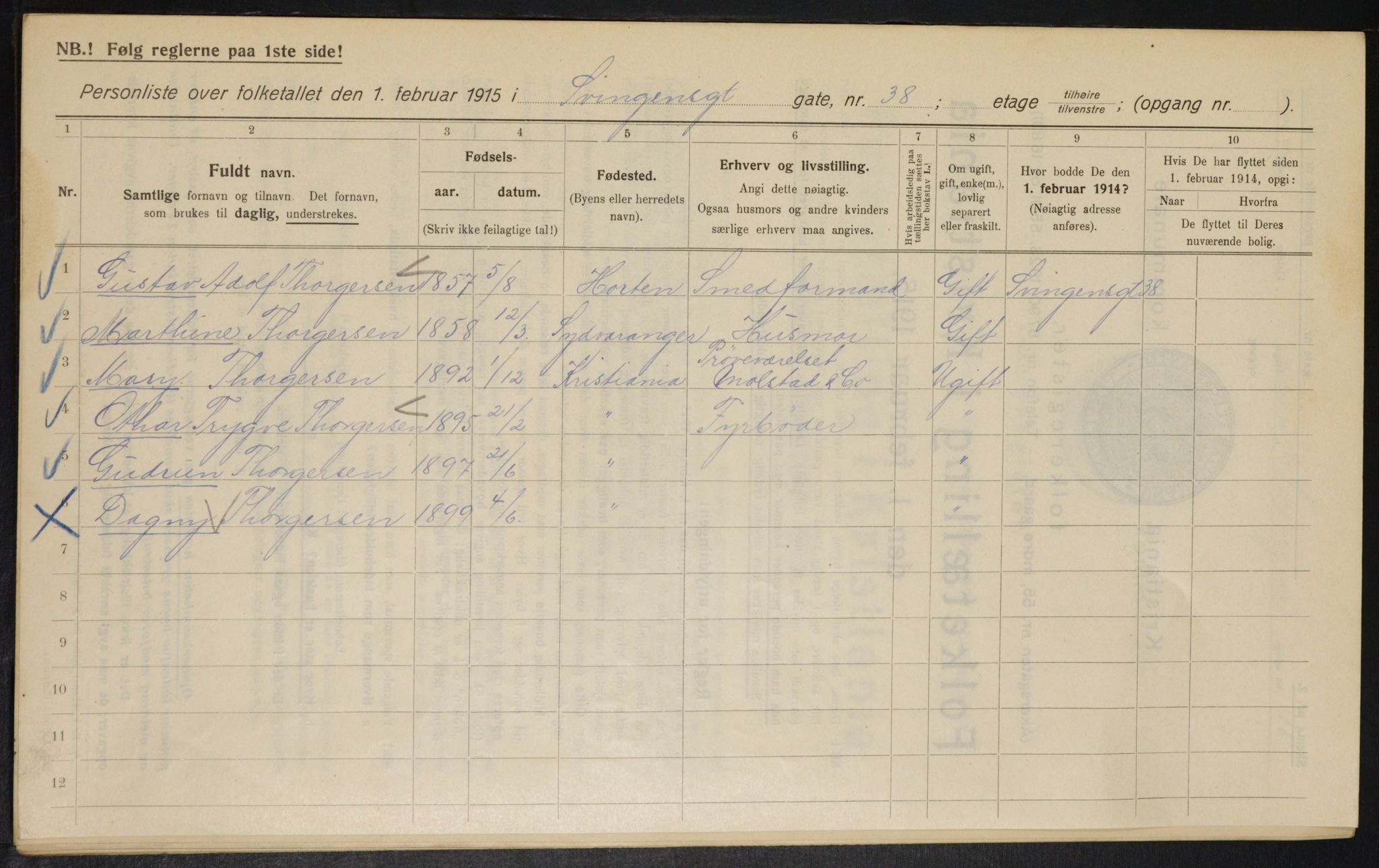 OBA, Kommunal folketelling 1.2.1915 for Kristiania, 1915, s. 106473