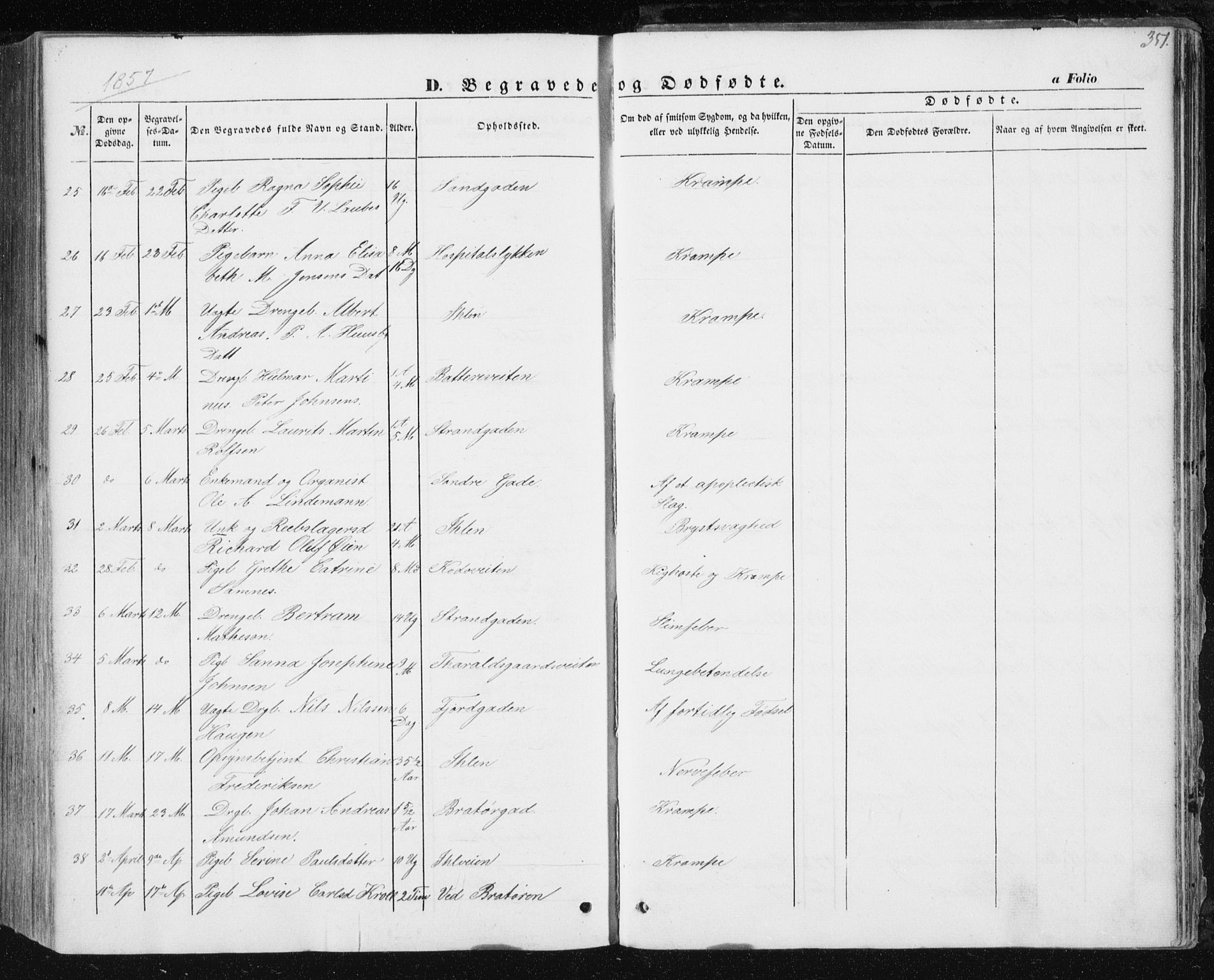 Ministerialprotokoller, klokkerbøker og fødselsregistre - Sør-Trøndelag, SAT/A-1456/602/L0112: Ministerialbok nr. 602A10, 1848-1859, s. 351