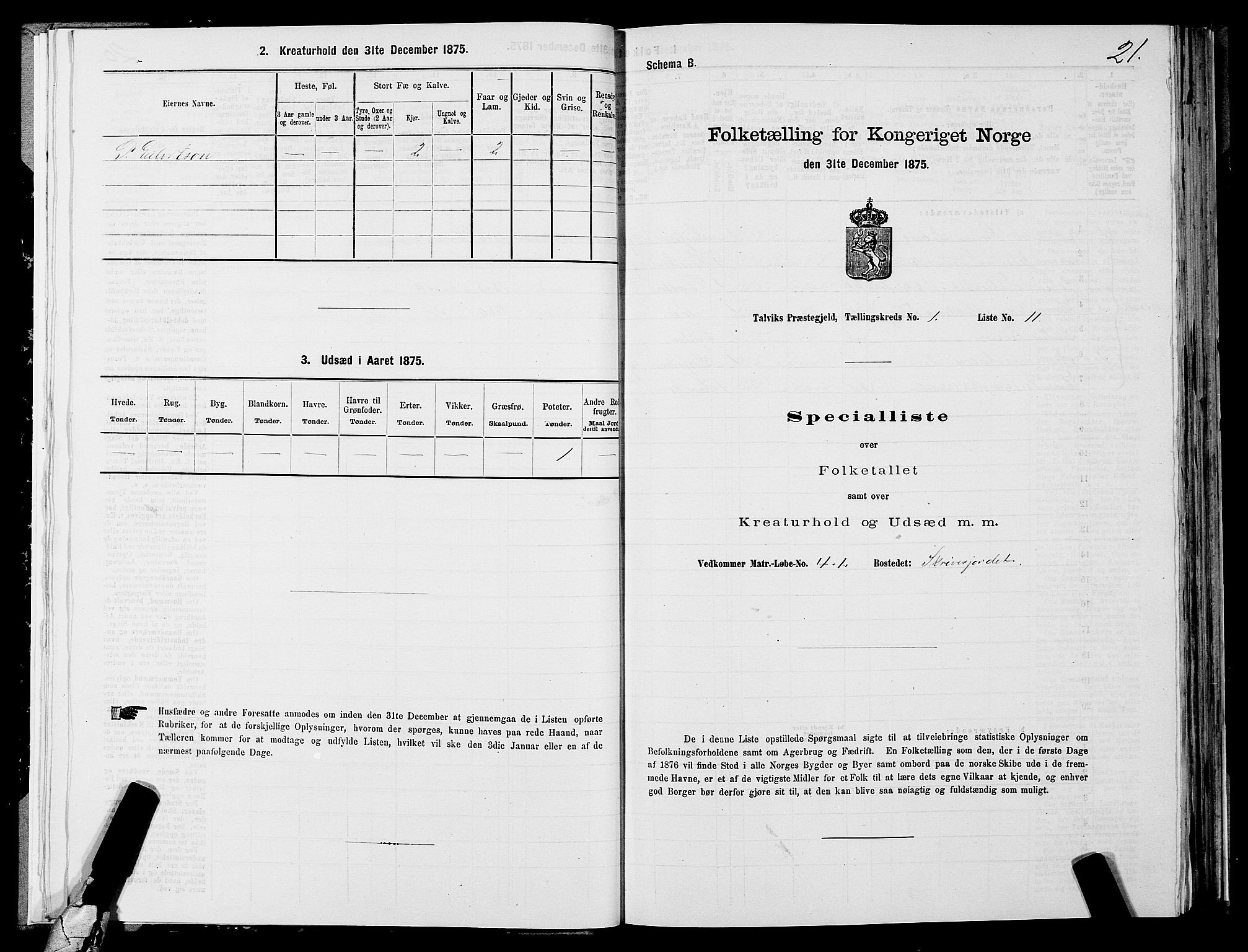 SATØ, Folketelling 1875 for 2013P Talvik prestegjeld, 1875, s. 1021