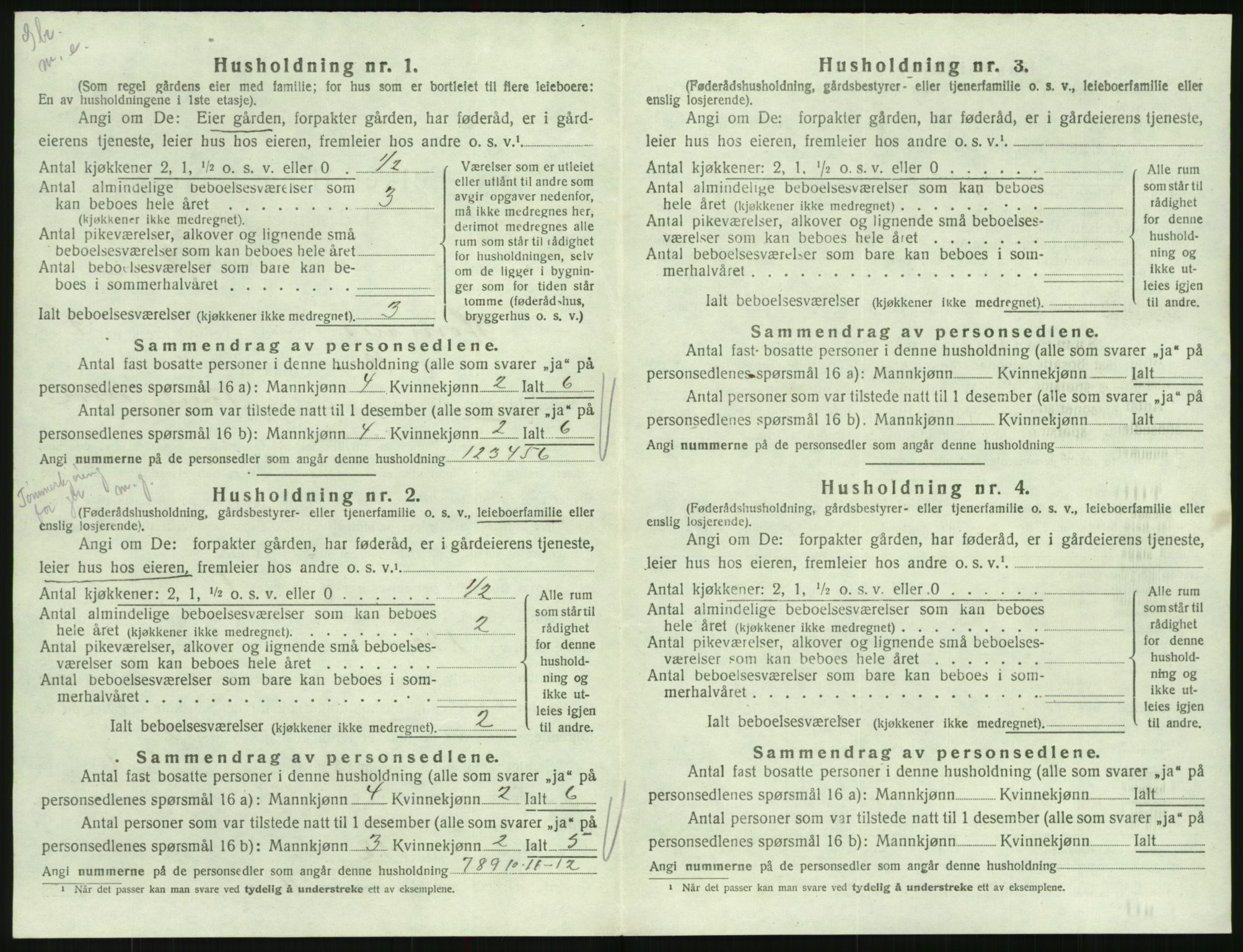 SAK, Folketelling 1920 for 0936 Hornnes herred, 1920, s. 354