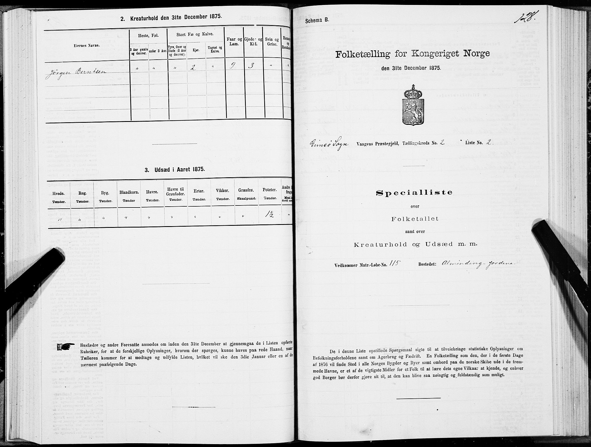 SAT, Folketelling 1875 for 1865P Vågan prestegjeld, 1875, s. 5128