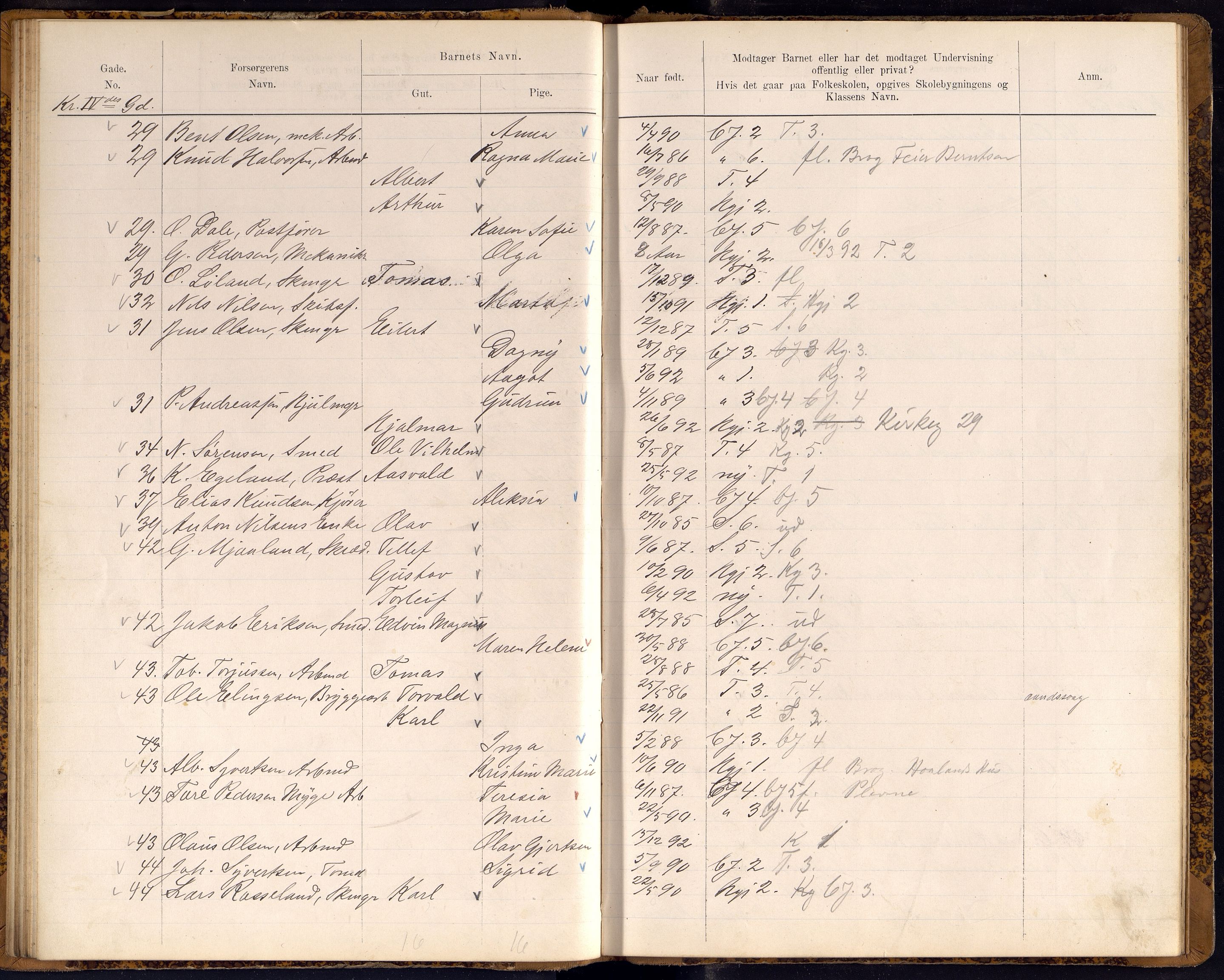 Kristiansand By - Skolekommisjonen/ -Styret, ARKSOR/1001KG510/J/Jb/L0009: Barnetelling, 1899