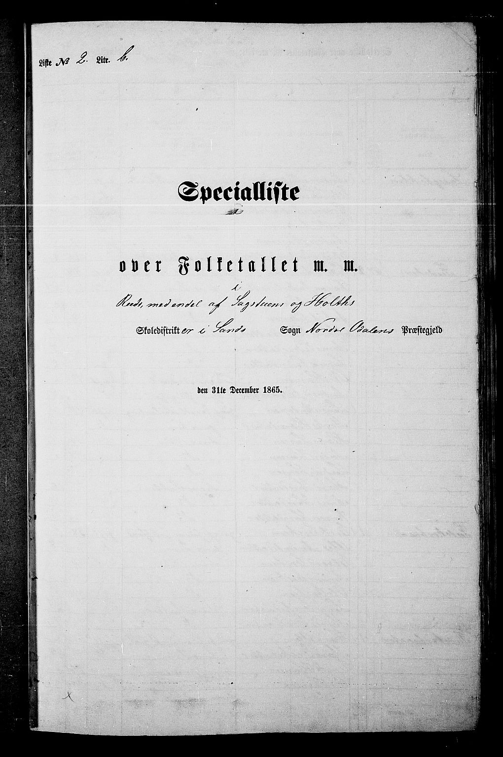 RA, Folketelling 1865 for 0418P Nord-Odal prestegjeld, 1865, s. 44
