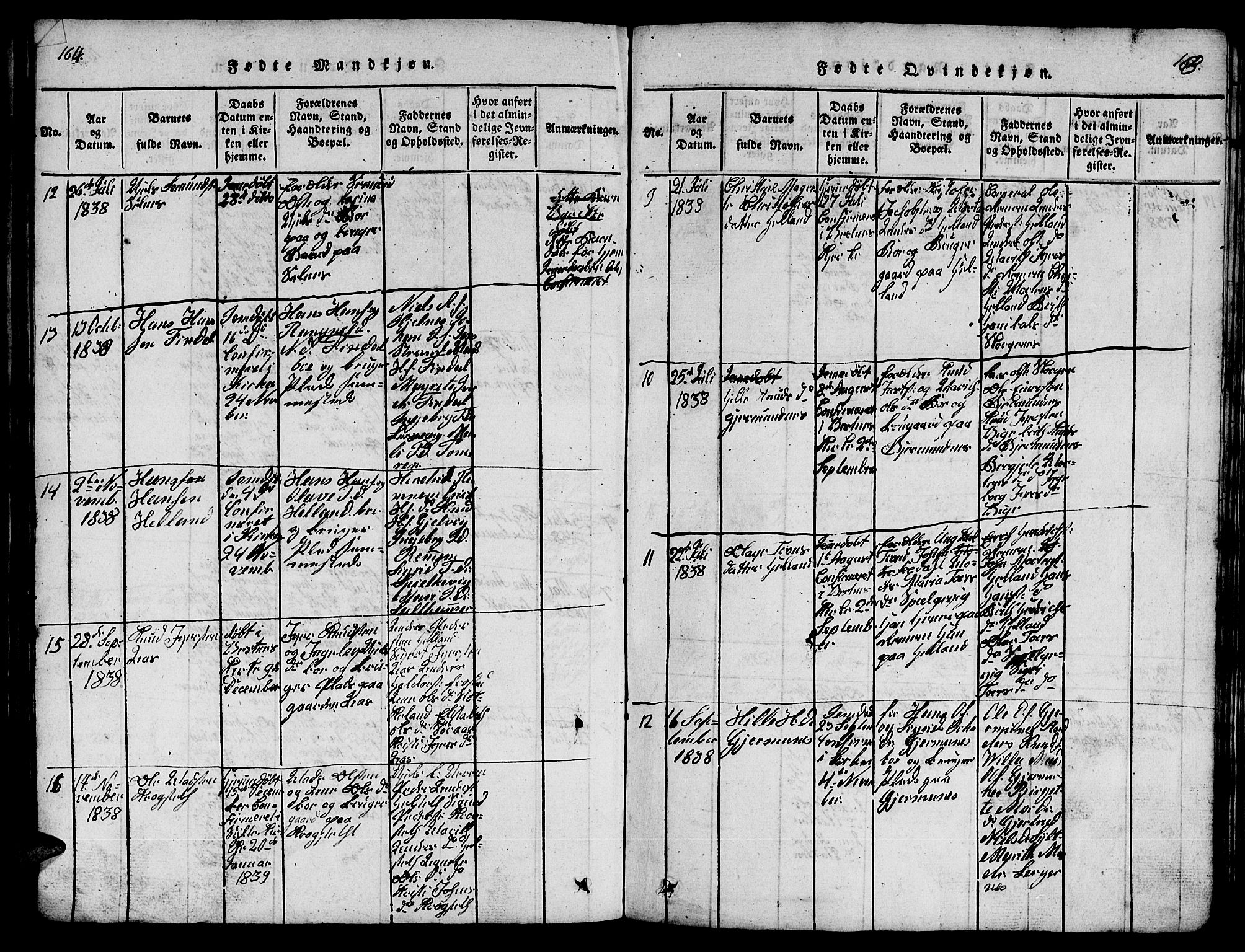 Ministerialprotokoller, klokkerbøker og fødselsregistre - Møre og Romsdal, AV/SAT-A-1454/539/L0535: Klokkerbok nr. 539C01, 1818-1842, s. 164-165