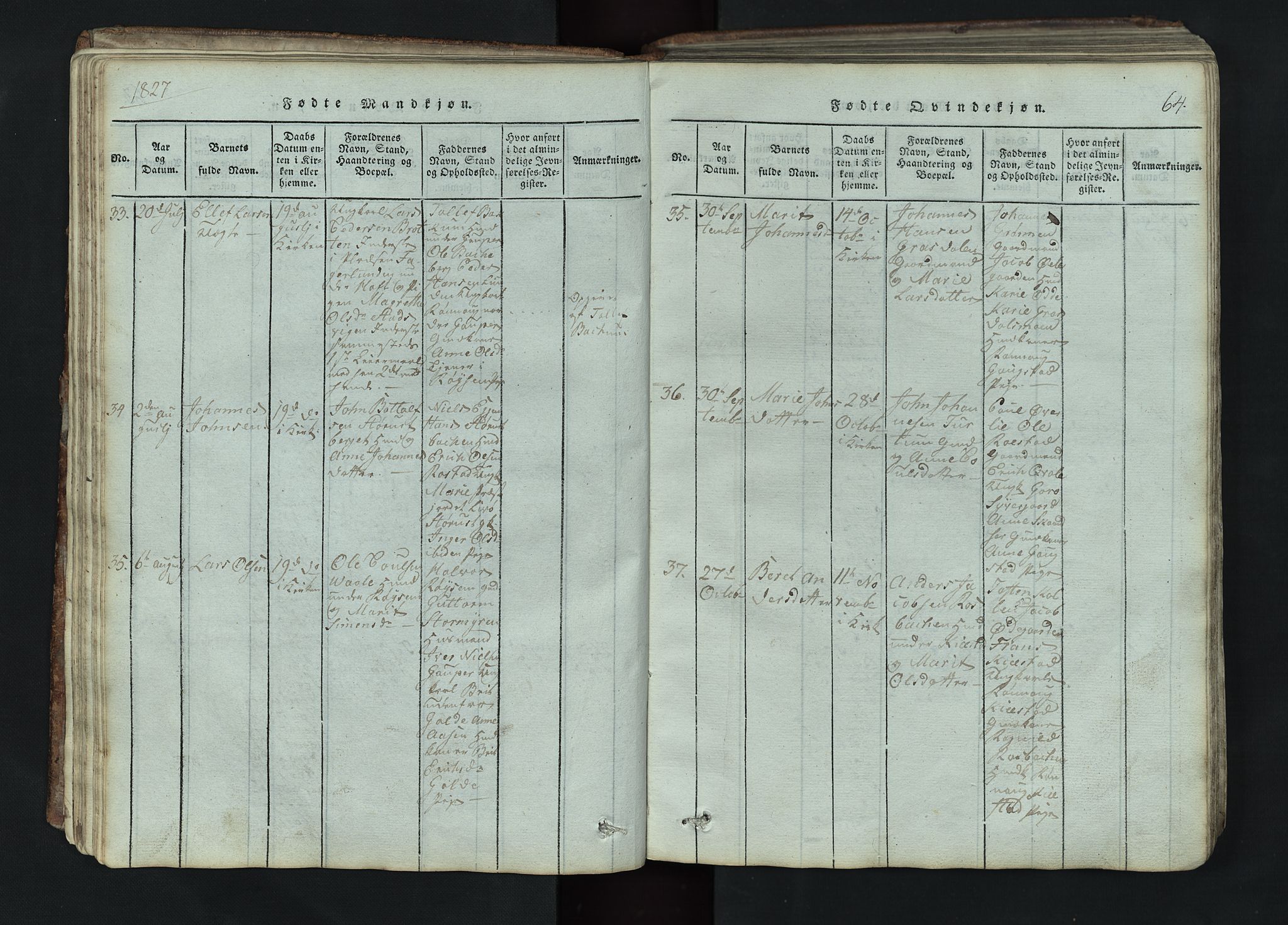 Lom prestekontor, AV/SAH-PREST-070/L/L0002: Klokkerbok nr. 2, 1815-1844, s. 64