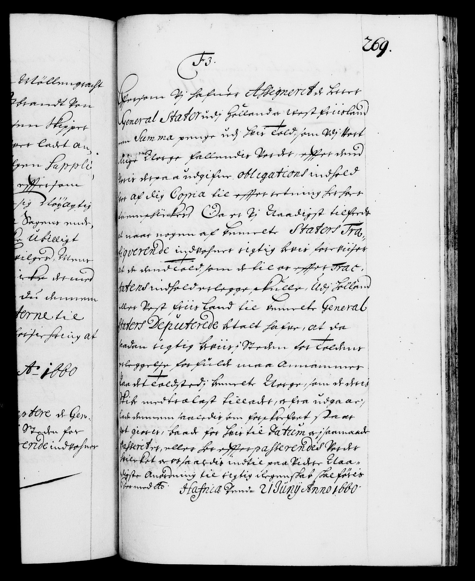 Danske Kanselli 1572-1799, AV/RA-EA-3023/F/Fc/Fca/Fcab/L0010: Norske tegnelser (mikrofilm), 1657-1660, s. 269a