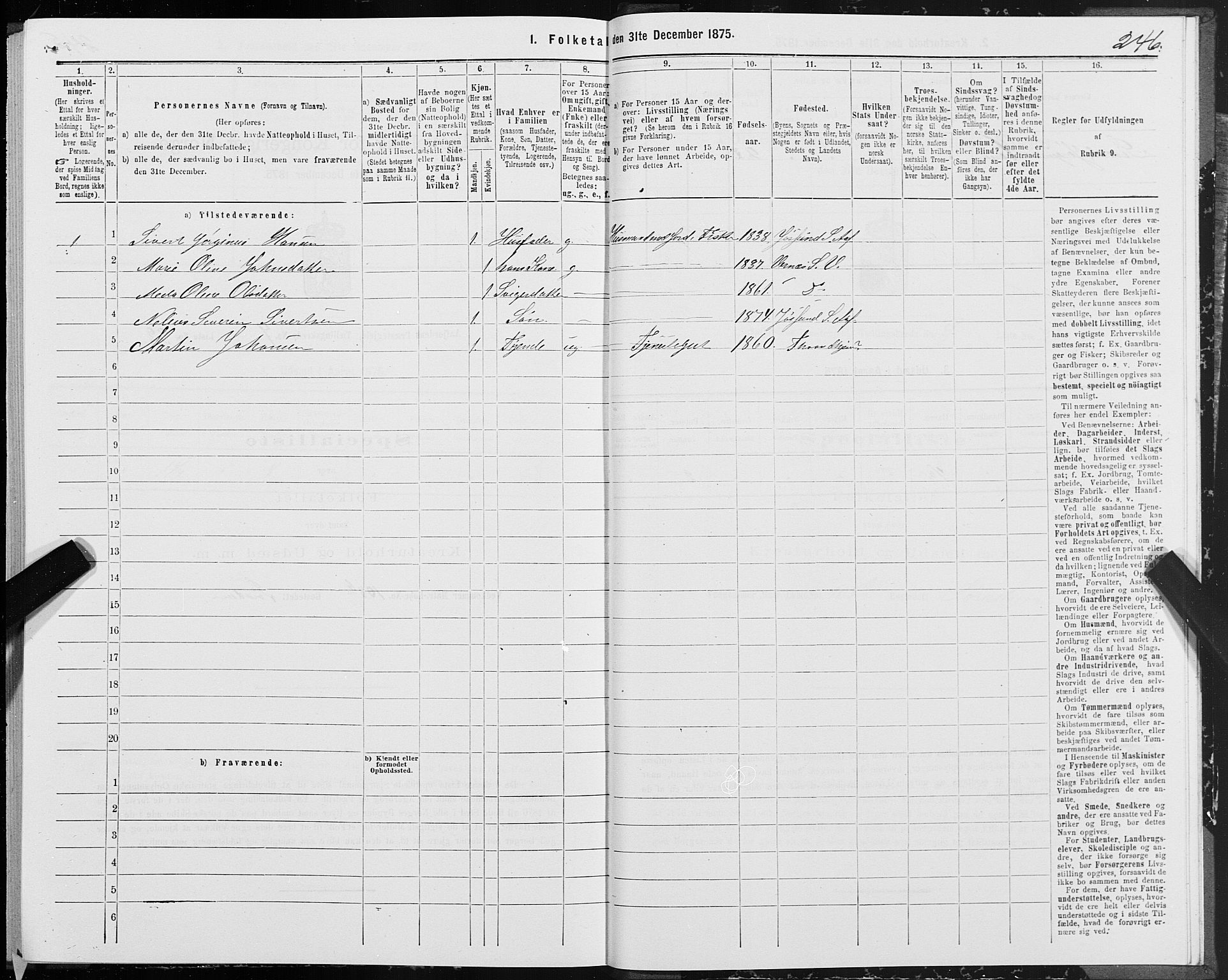 SAT, Folketelling 1875 for 1630P Aafjorden prestegjeld, 1875, s. 3246