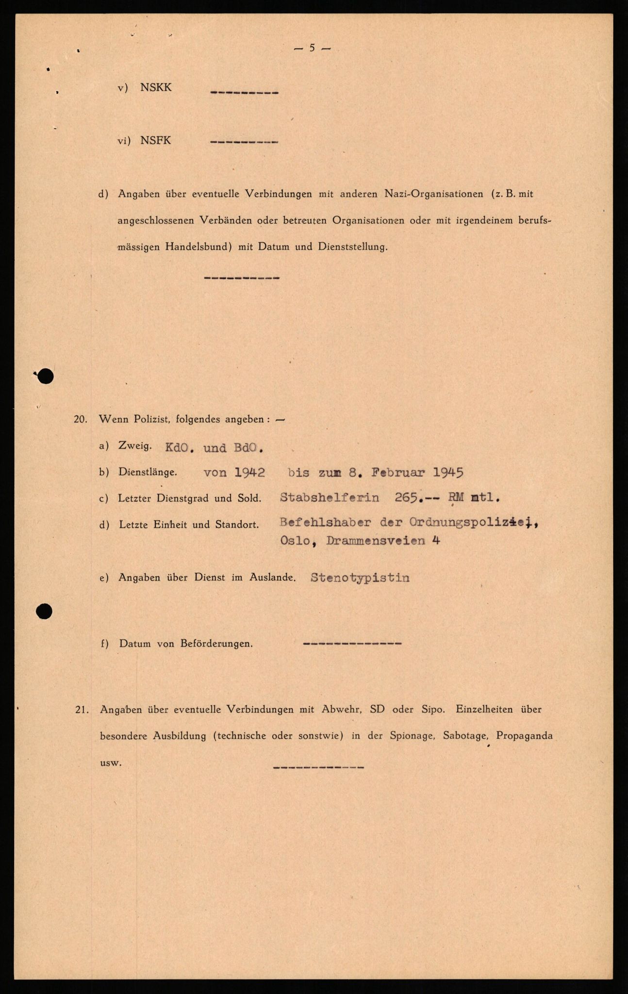 Forsvaret, Forsvarets overkommando II, AV/RA-RAFA-3915/D/Db/L0029: CI Questionaires. Tyske okkupasjonsstyrker i Norge. Tyskere., 1945-1946, s. 362