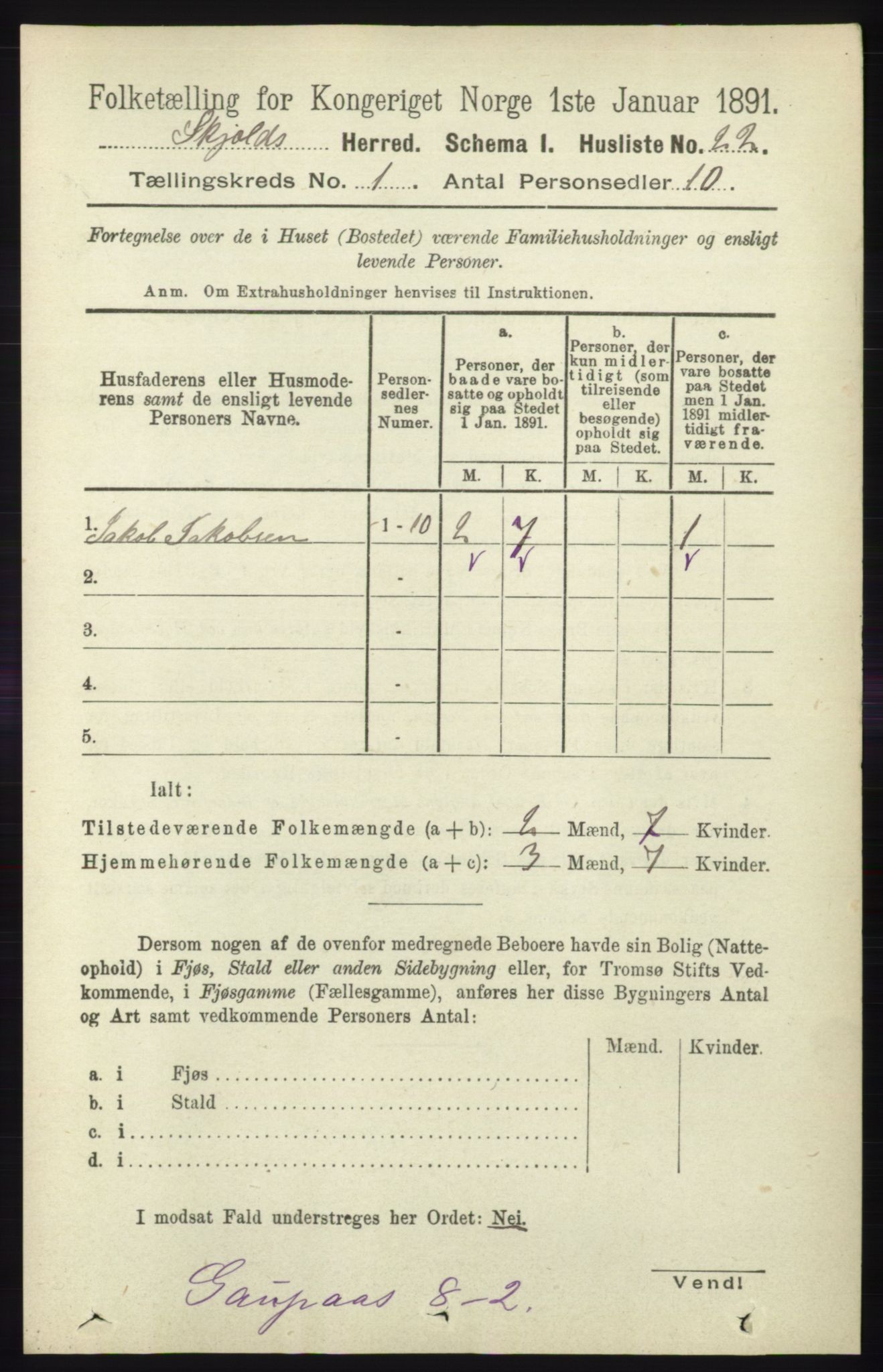RA, Folketelling 1891 for 1154 Skjold herred, 1891, s. 56