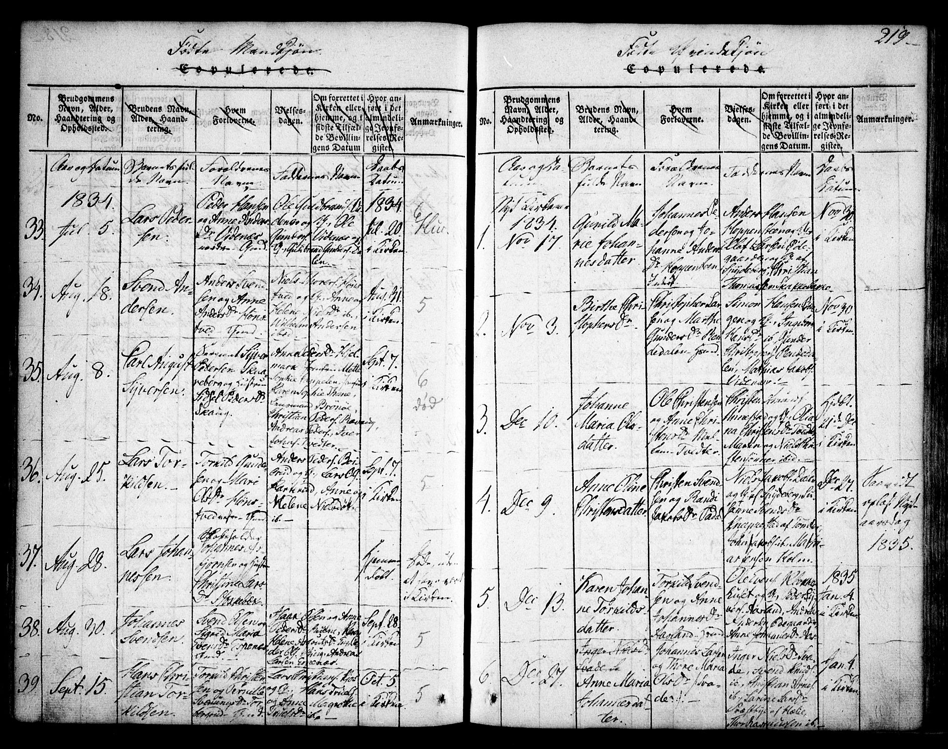 Skiptvet prestekontor Kirkebøker, AV/SAO-A-20009/F/Fa/L0005: Ministerialbok nr. 5, 1814-1838, s. 219