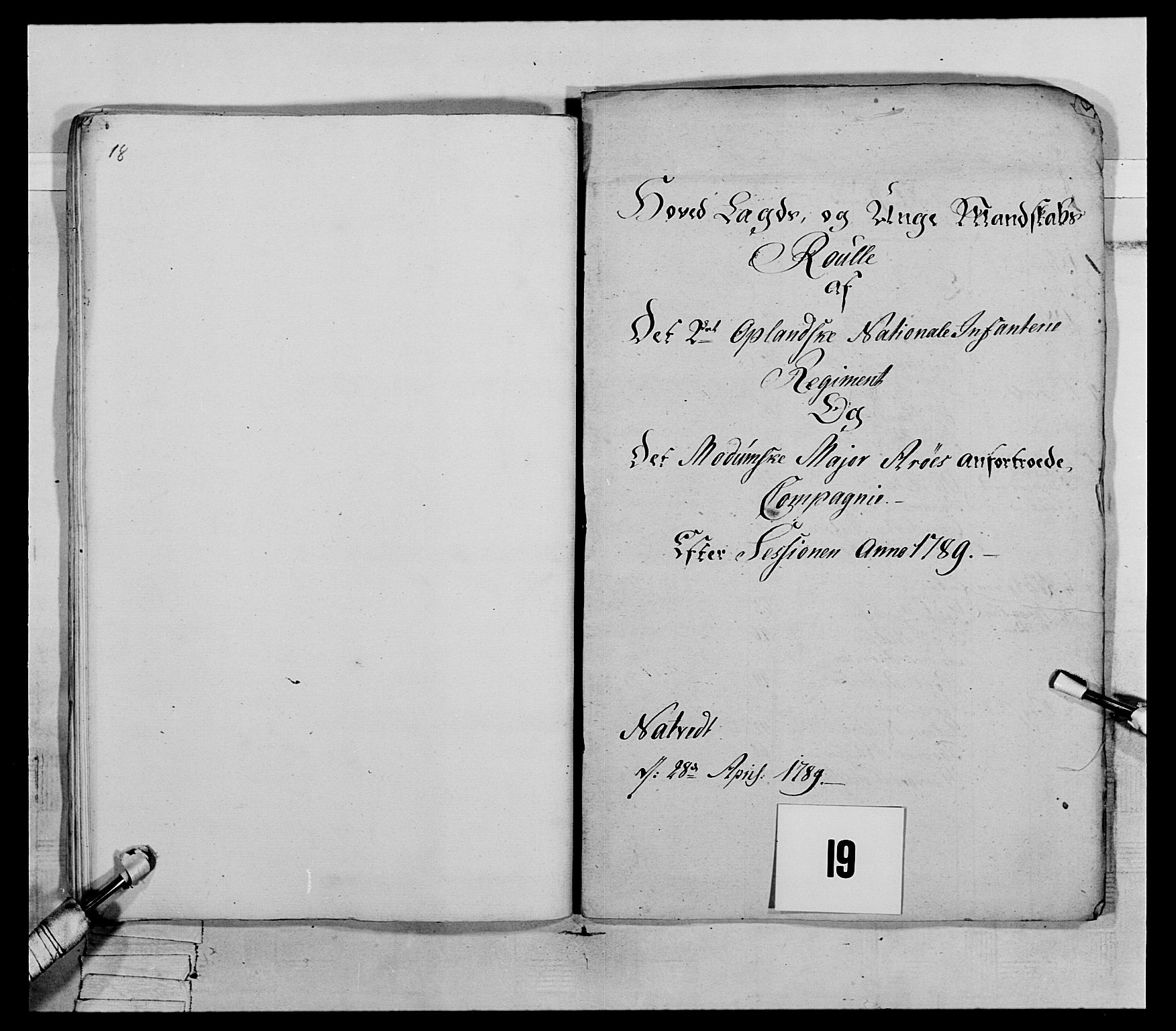Generalitets- og kommissariatskollegiet, Det kongelige norske kommissariatskollegium, AV/RA-EA-5420/E/Eh/L0066: 2. Opplandske nasjonale infanteriregiment, 1789, s. 462