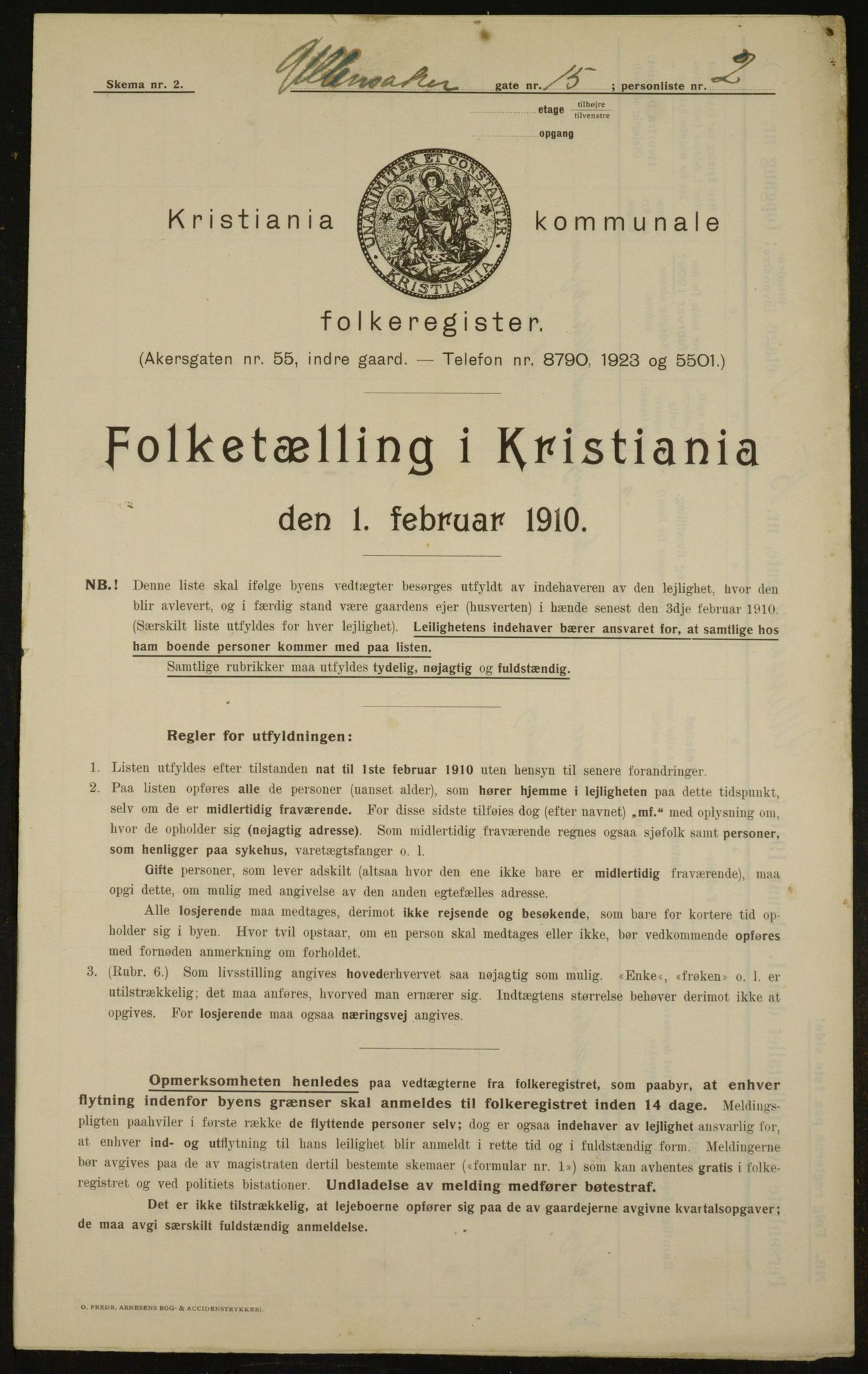 OBA, Kommunal folketelling 1.2.1910 for Kristiania, 1910, s. 112664