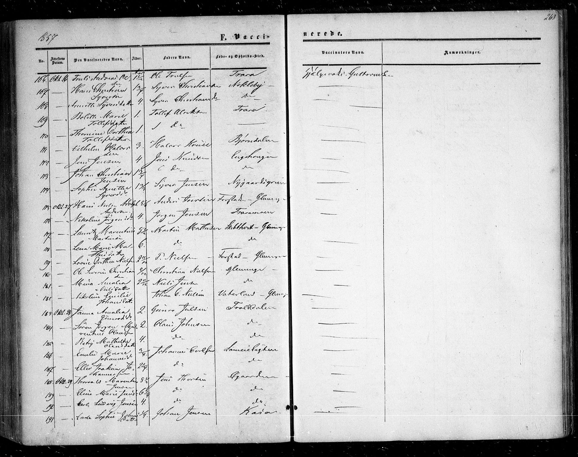Glemmen prestekontor Kirkebøker, AV/SAO-A-10908/F/Fa/L0007: Ministerialbok nr. 7, 1853-1862, s. 268