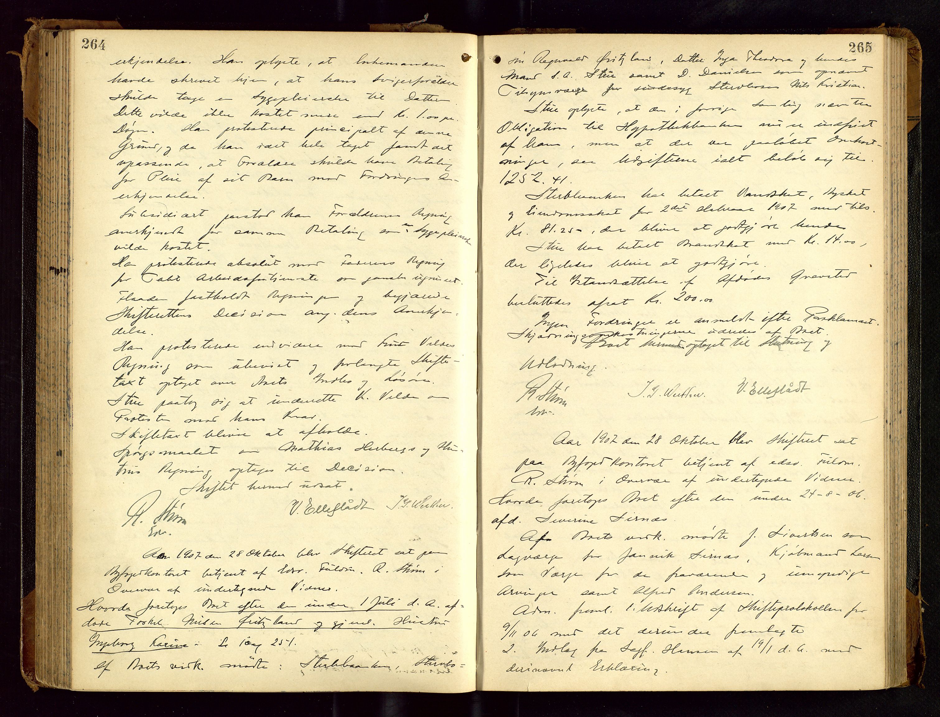Haugesund tingrett, AV/SAST-A-101415/01/IV/IVC/L0001: Skifteforhandlingsprotokoll, med register, 1900-1912, s. 264-265
