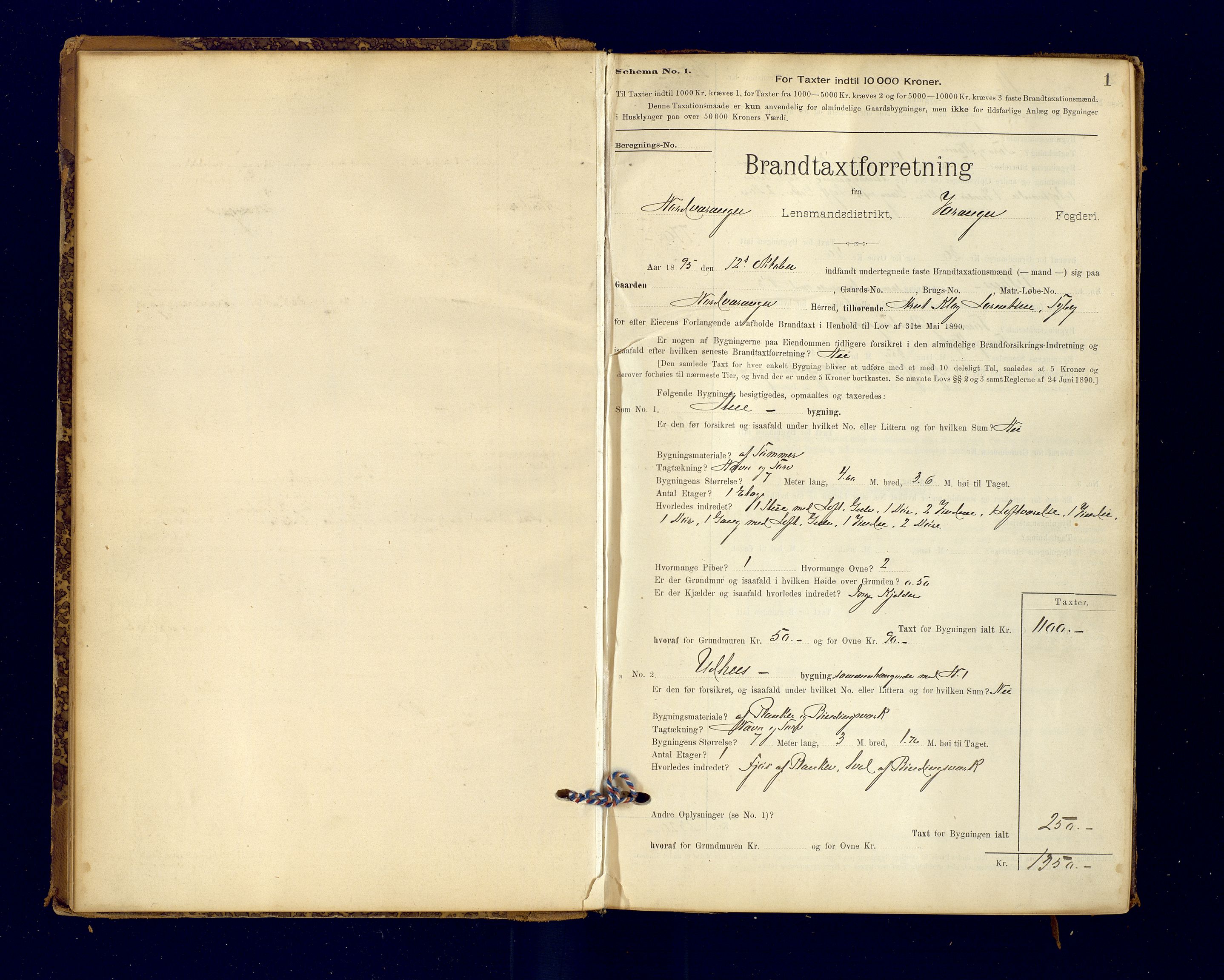 Nord-Varanger (Vadsø) lensmannskontor, AV/SATØ-S-1166/1/Fp/Fpb/L0198: Branntakstprotokoller, 1895-1913, s. 1
