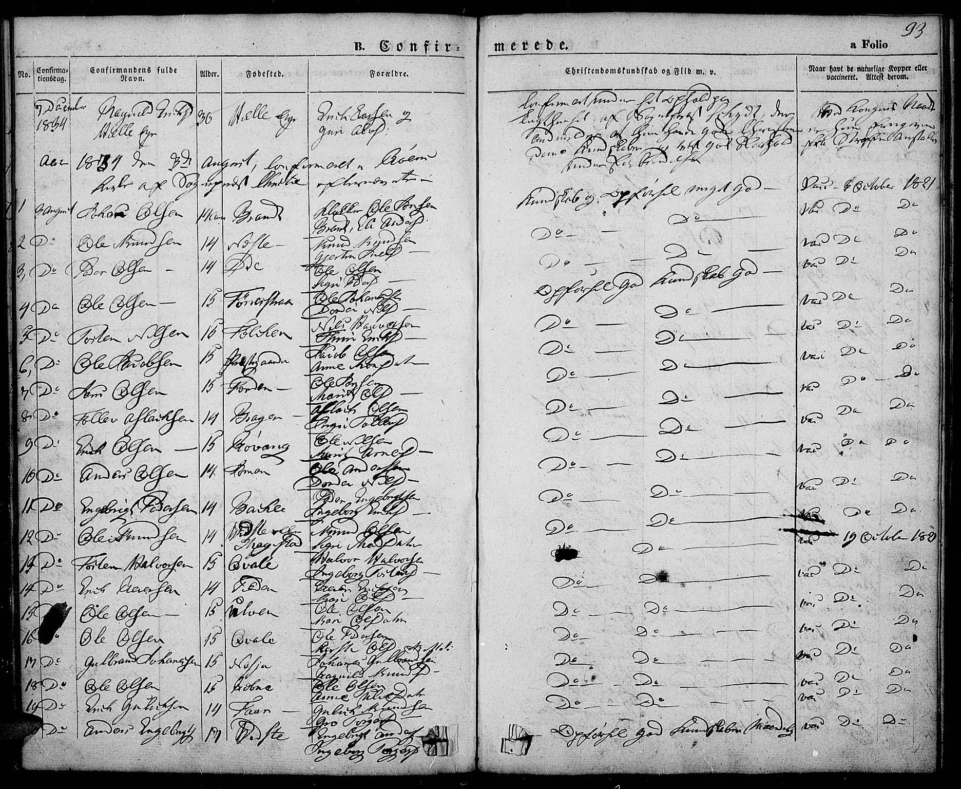 Slidre prestekontor, AV/SAH-PREST-134/H/Ha/Haa/L0003: Ministerialbok nr. 3, 1831-1843, s. 93