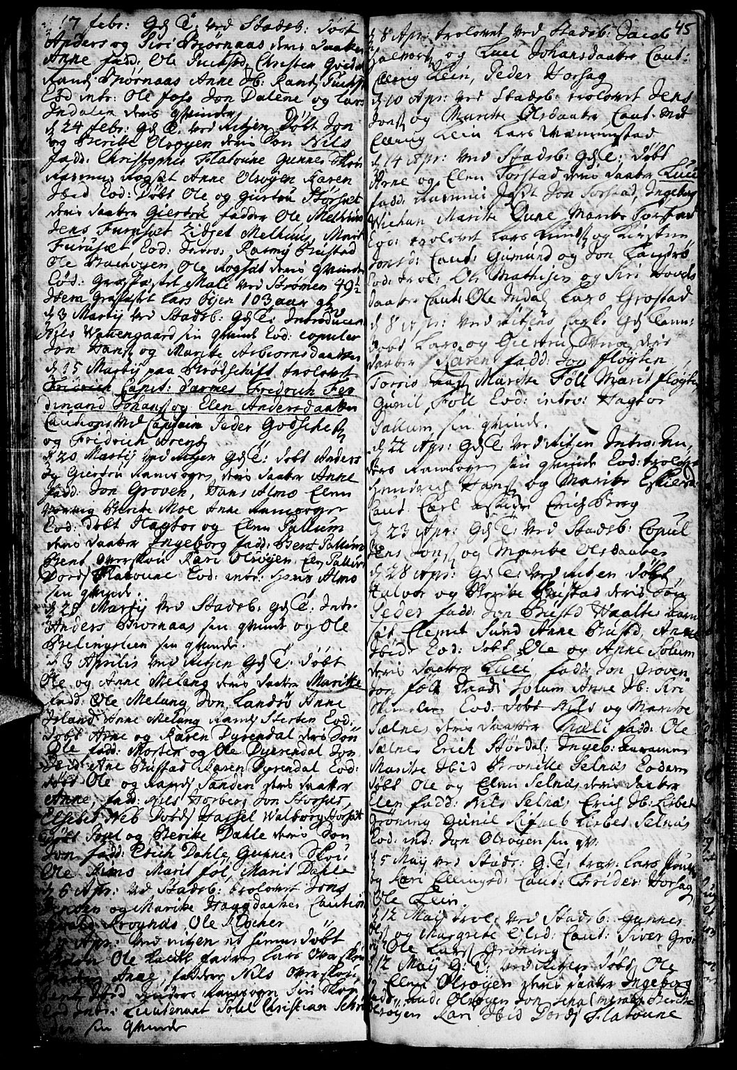 Ministerialprotokoller, klokkerbøker og fødselsregistre - Sør-Trøndelag, AV/SAT-A-1456/646/L0603: Ministerialbok nr. 646A01, 1700-1734, s. 45