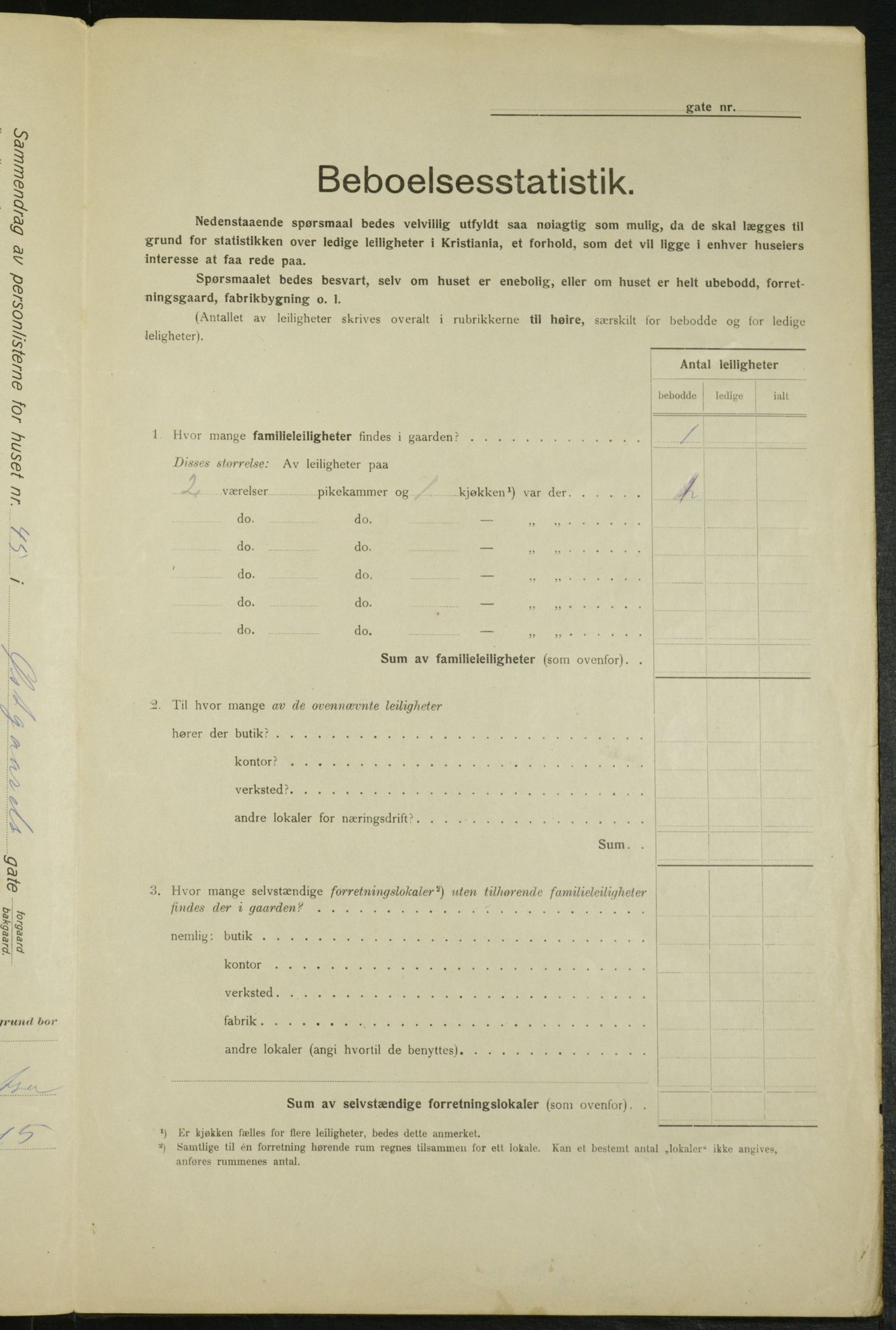 OBA, Kommunal folketelling 1.2.1915 for Kristiania, 1915, s. 129980