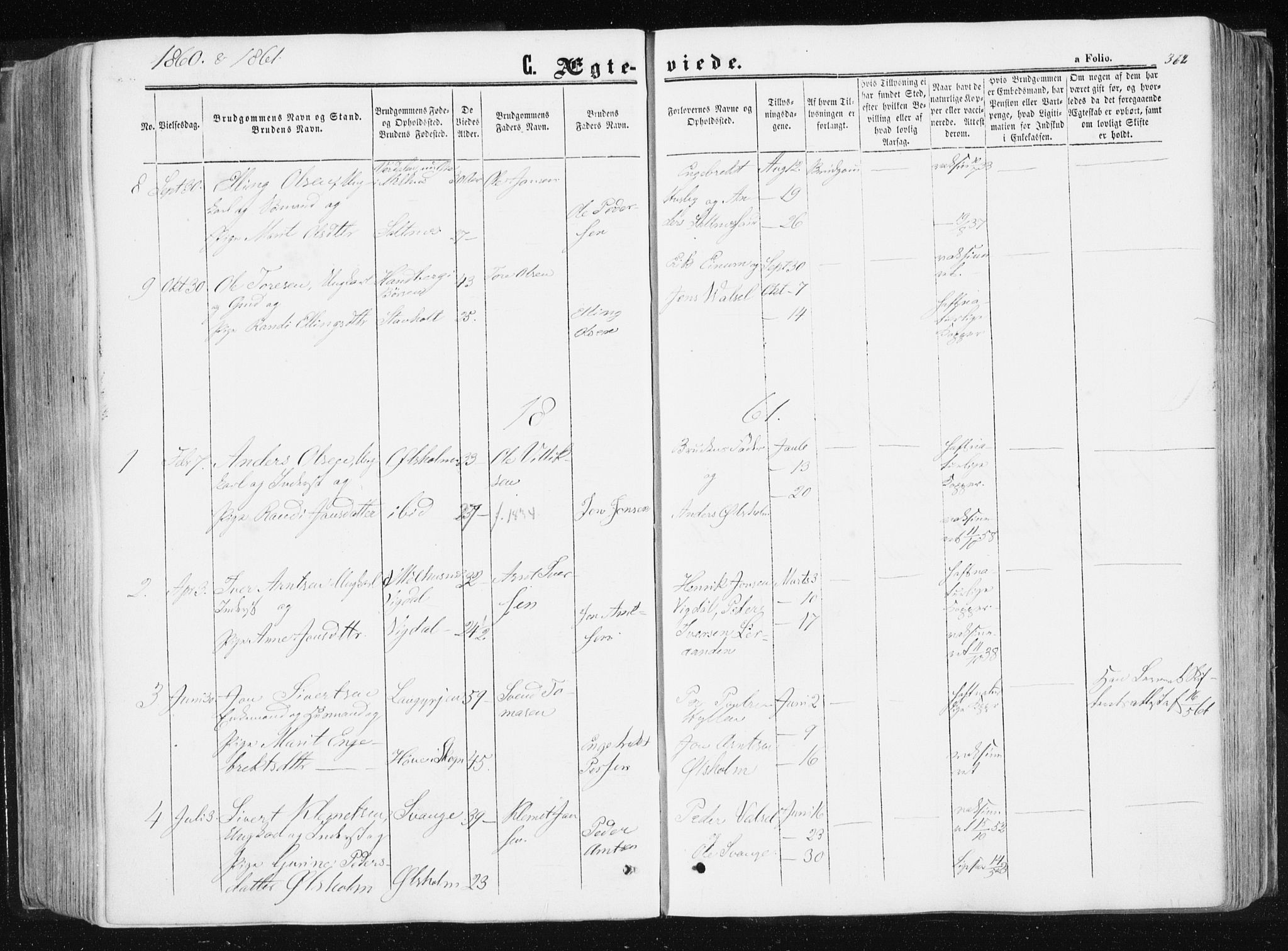 Ministerialprotokoller, klokkerbøker og fødselsregistre - Sør-Trøndelag, AV/SAT-A-1456/612/L0377: Ministerialbok nr. 612A09, 1859-1877, s. 362