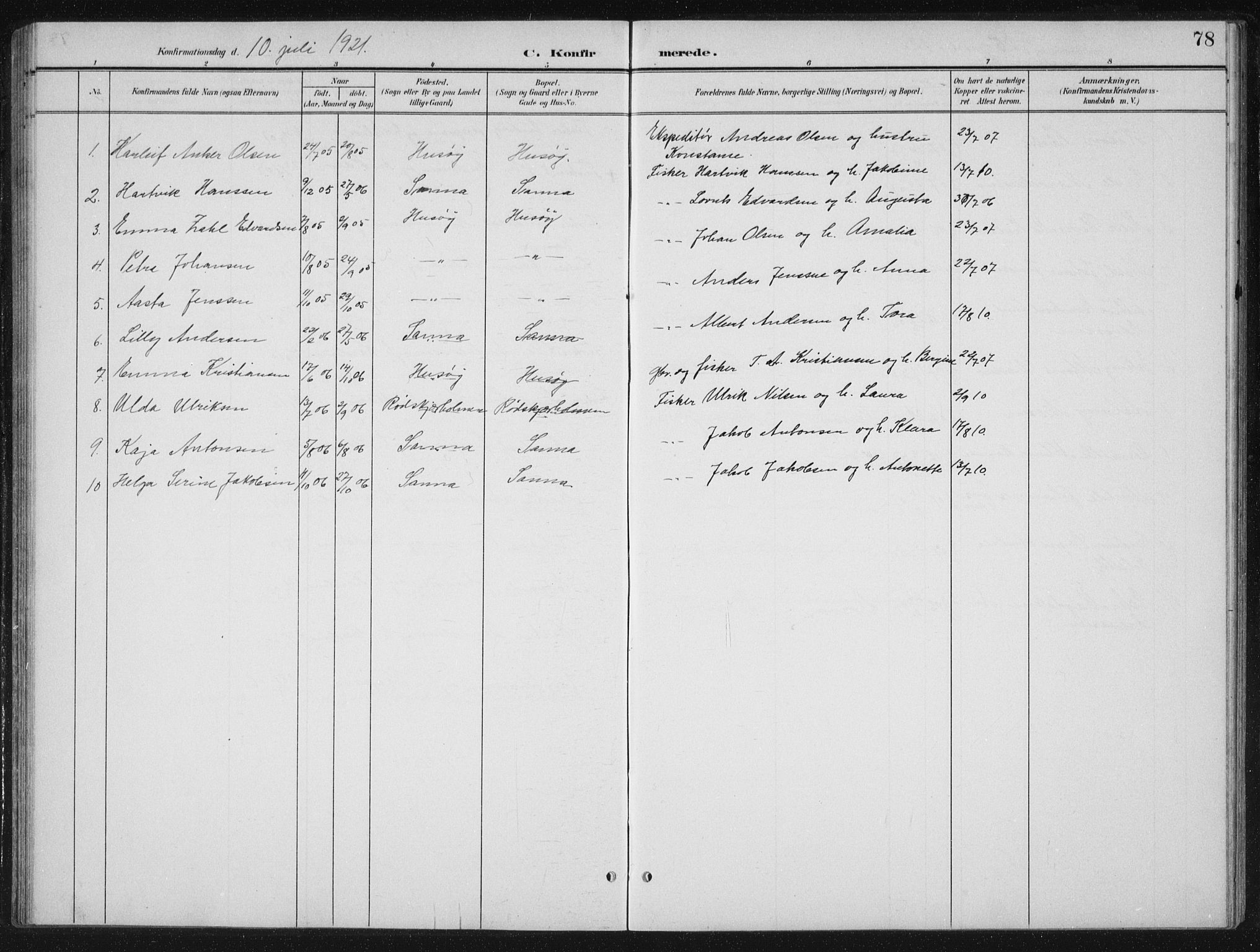 Ministerialprotokoller, klokkerbøker og fødselsregistre - Nordland, AV/SAT-A-1459/840/L0583: Klokkerbok nr. 840C03, 1901-1933, s. 78