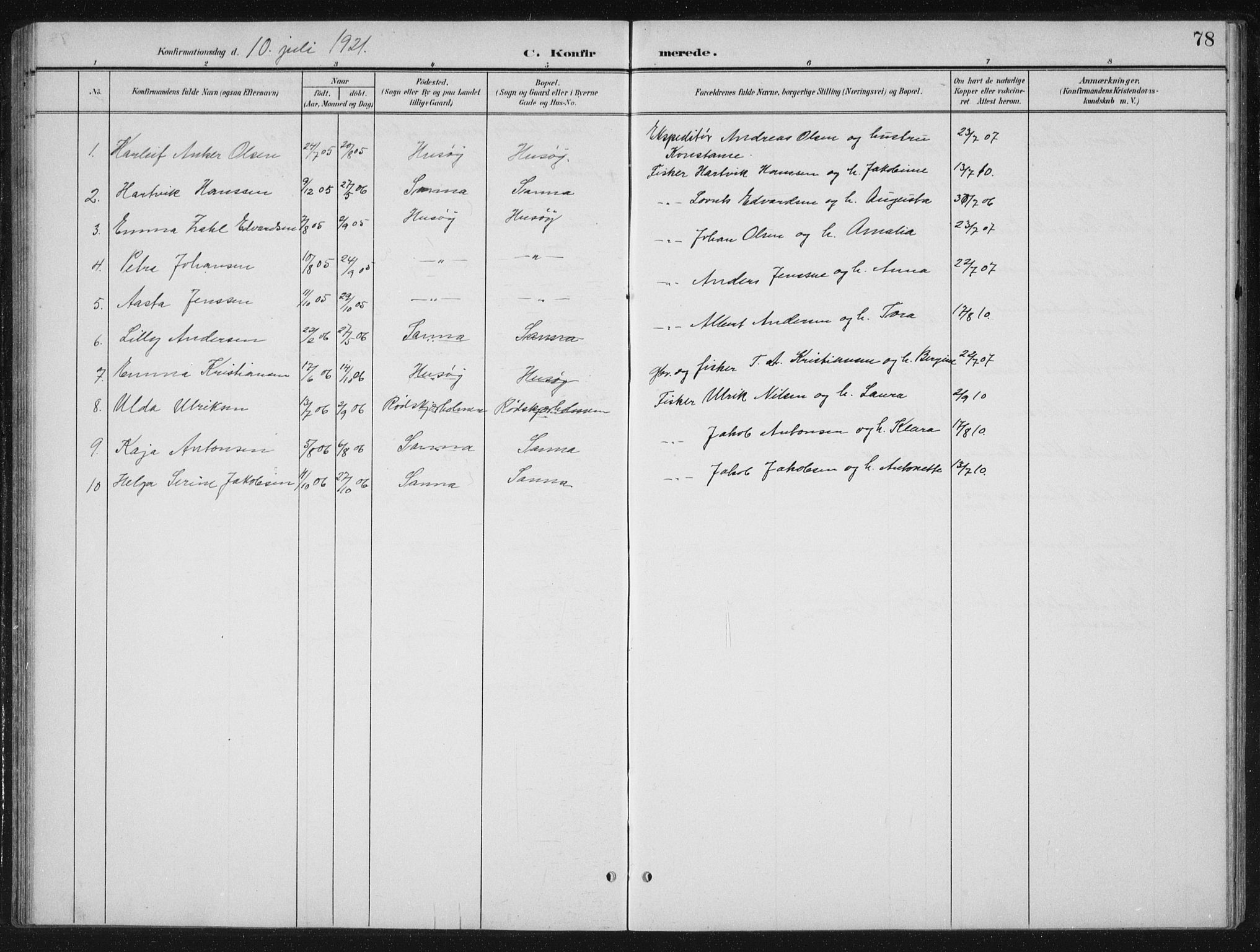 Ministerialprotokoller, klokkerbøker og fødselsregistre - Nordland, SAT/A-1459/840/L0583: Klokkerbok nr. 840C03, 1901-1933, s. 78