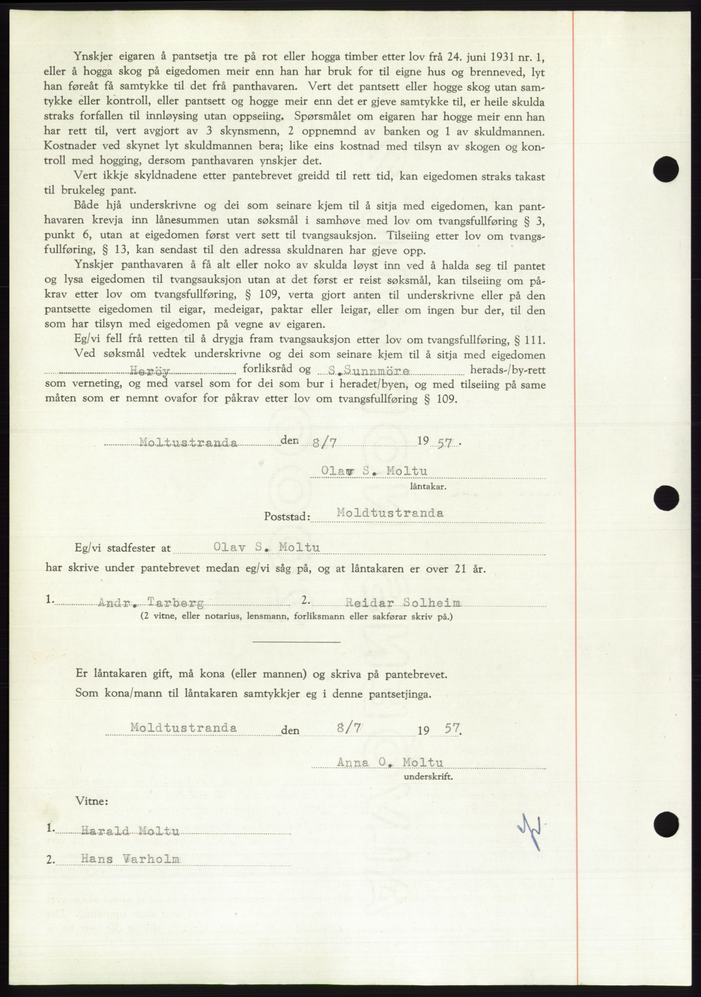 Søre Sunnmøre sorenskriveri, AV/SAT-A-4122/1/2/2C/L0130: Pantebok nr. 18B, 1957-1958, Dagboknr: 1693/1957