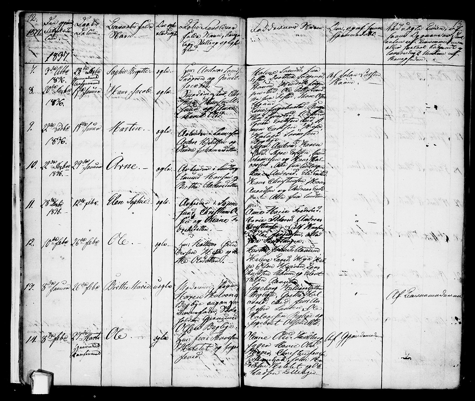 Borge prestekontor Kirkebøker, AV/SAO-A-10903/F/Fa/L0004: Ministerialbok nr. I 4, 1836-1848, s. 12-13