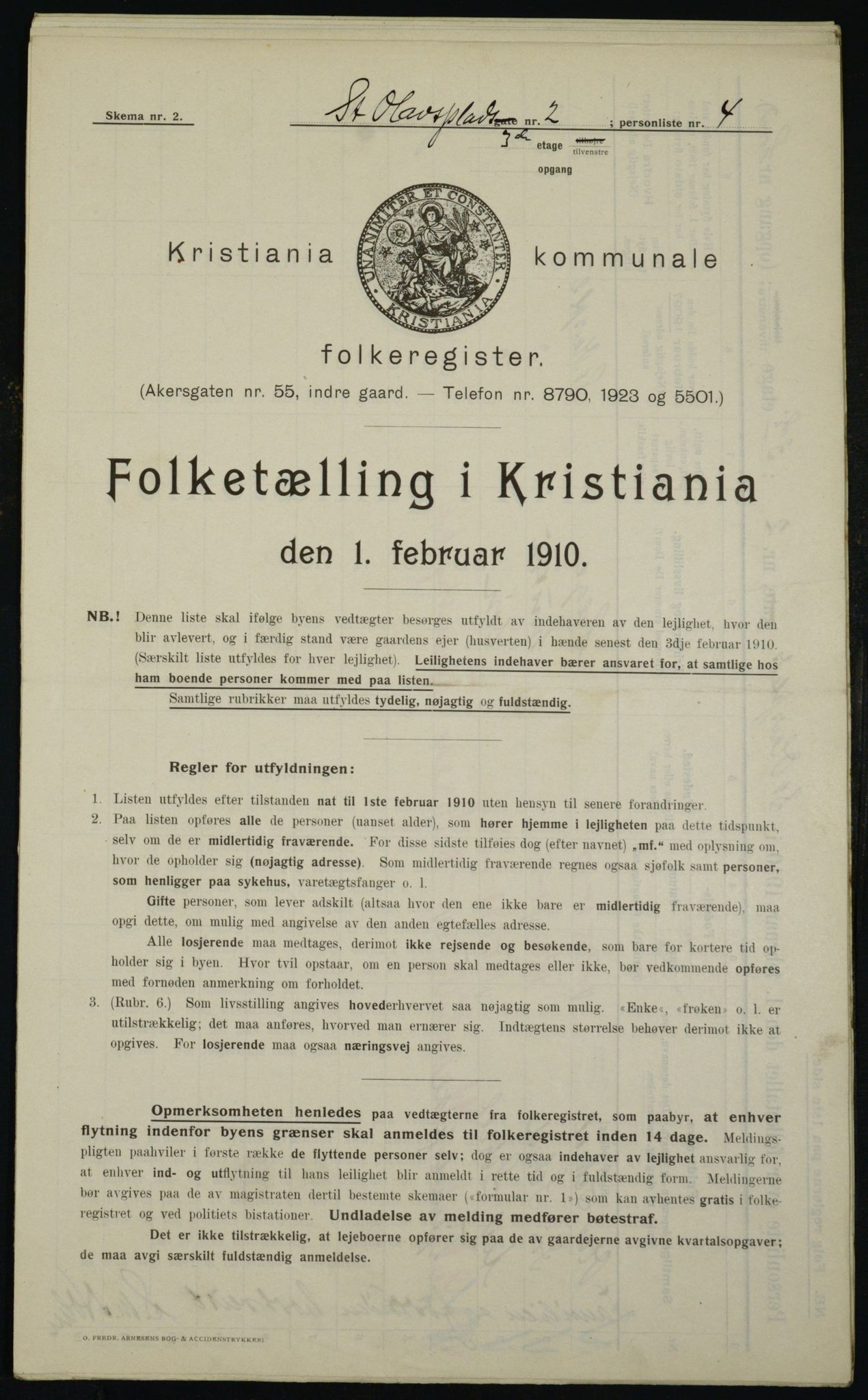 OBA, Kommunal folketelling 1.2.1910 for Kristiania, 1910, s. 84458