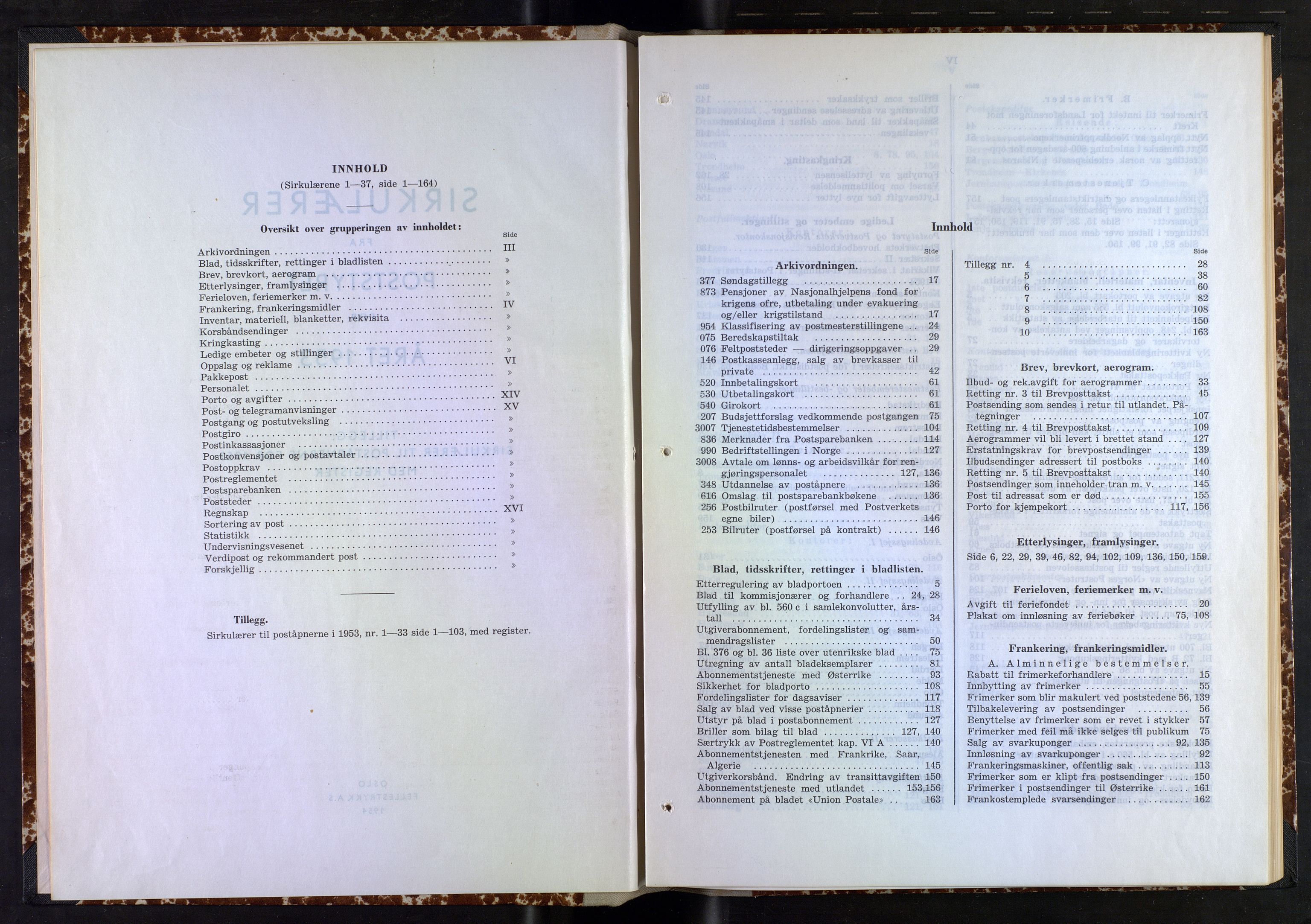 Norges Postmuseums bibliotek, NOPO/-/-/-: Sirkulærer fra Poststyret, 1953