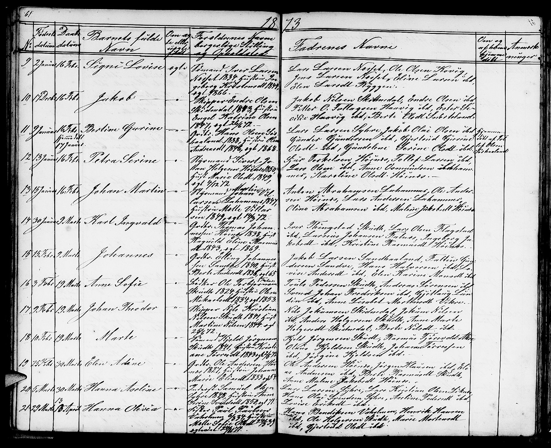 Skudenes sokneprestkontor, AV/SAST-A -101849/H/Ha/Hab/L0004: Klokkerbok nr. B 4, 1865-1884, s. 61