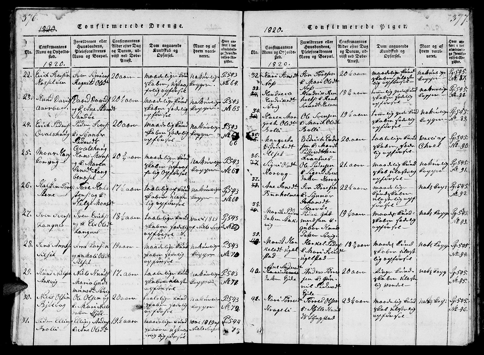 Ministerialprotokoller, klokkerbøker og fødselsregistre - Møre og Romsdal, AV/SAT-A-1454/570/L0831: Ministerialbok nr. 570A05, 1819-1829, s. 376-377