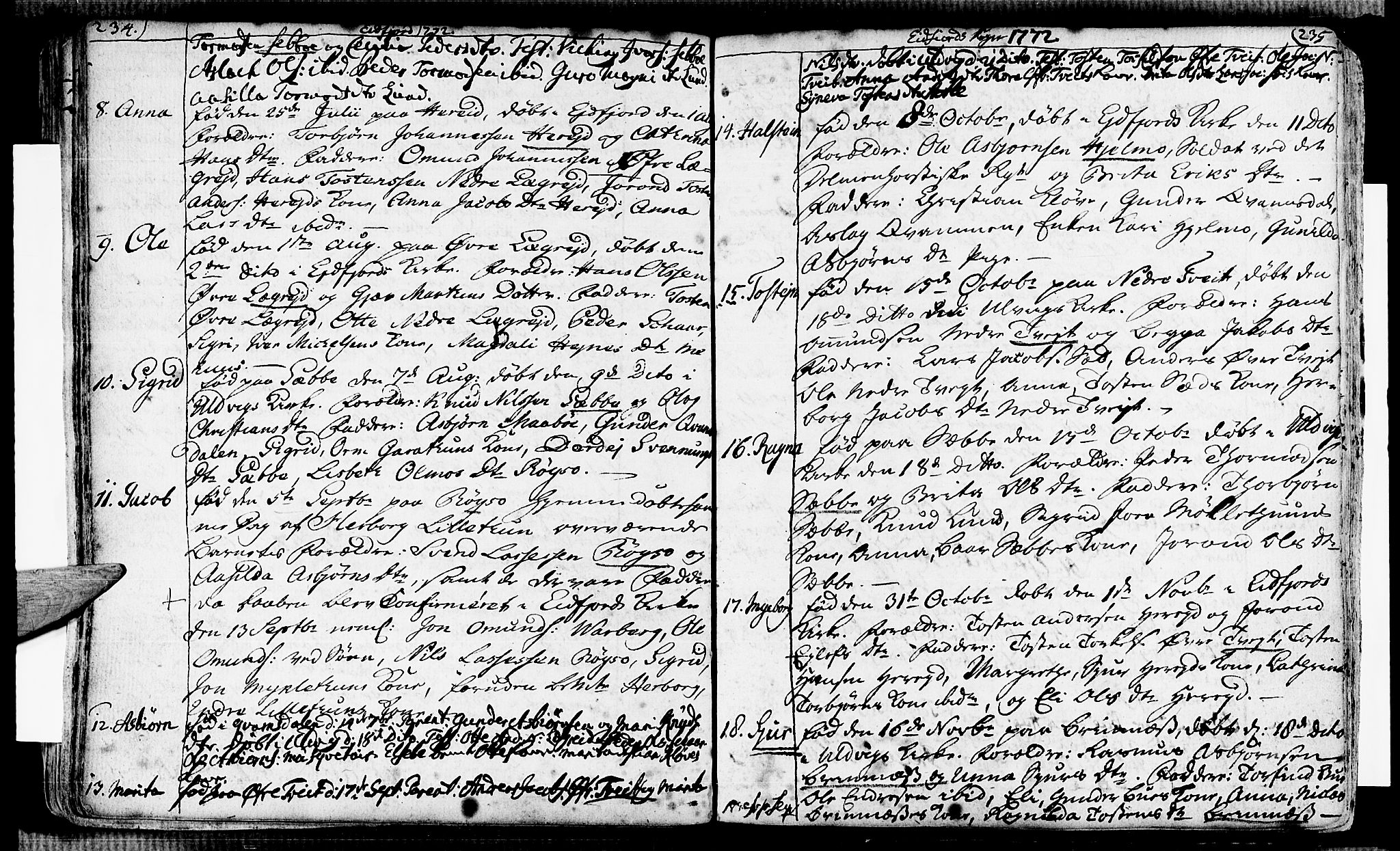 Ulvik sokneprestembete, AV/SAB-A-78801/H/Haa: Ministerialbok nr. A 7, 1761-1792, s. 234-235