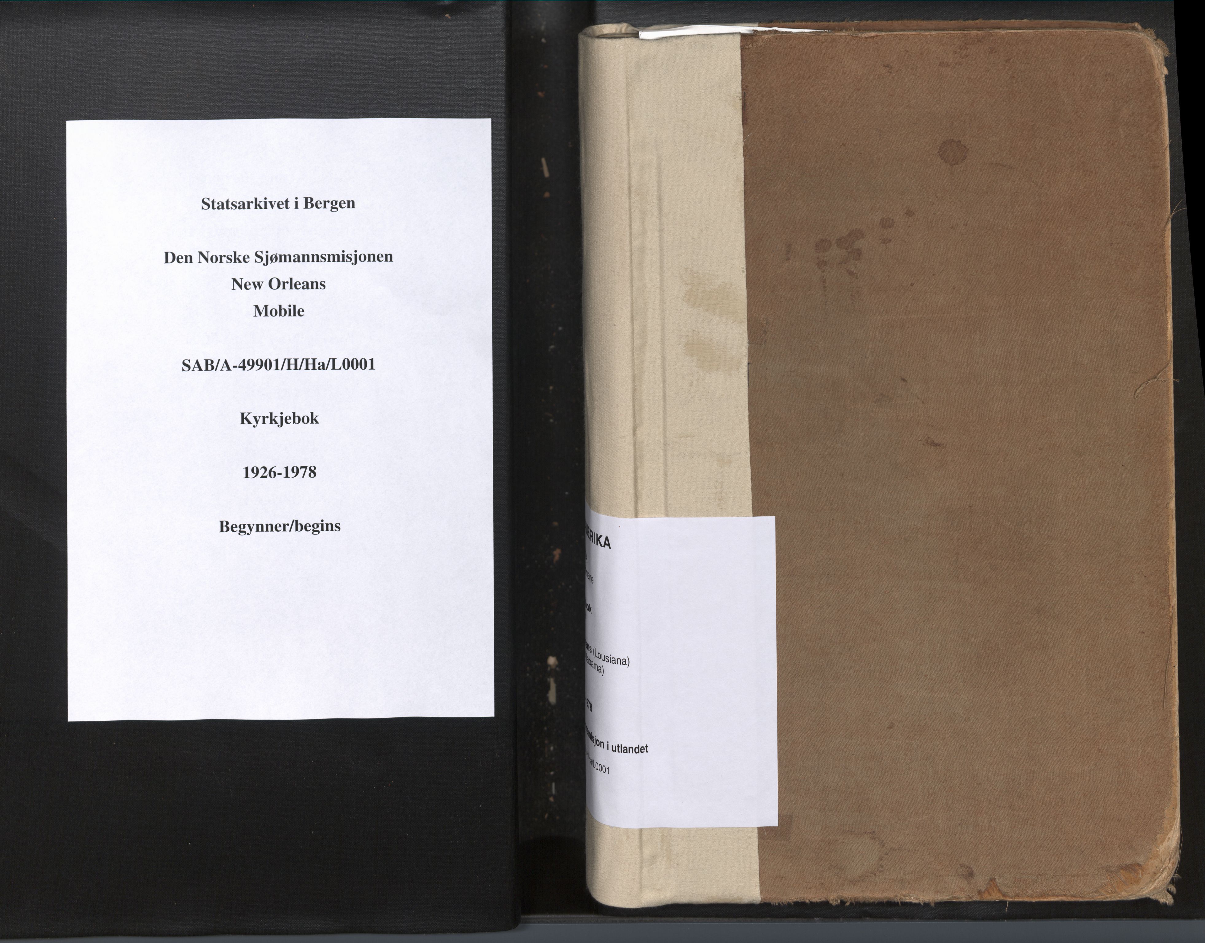 Den norske sjømannsmisjon i utlandet/New Orleans-Mobile-Gulfhavnene, SAB/SAB/PA-0115/H/Ha/L0001: Ministerialbok nr. A 1, 1927-1978