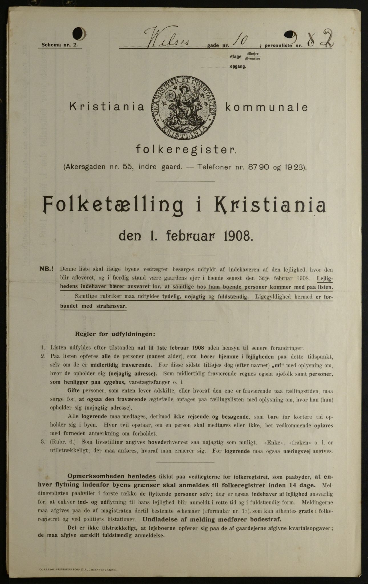 OBA, Kommunal folketelling 1.2.1908 for Kristiania kjøpstad, 1908, s. 115365