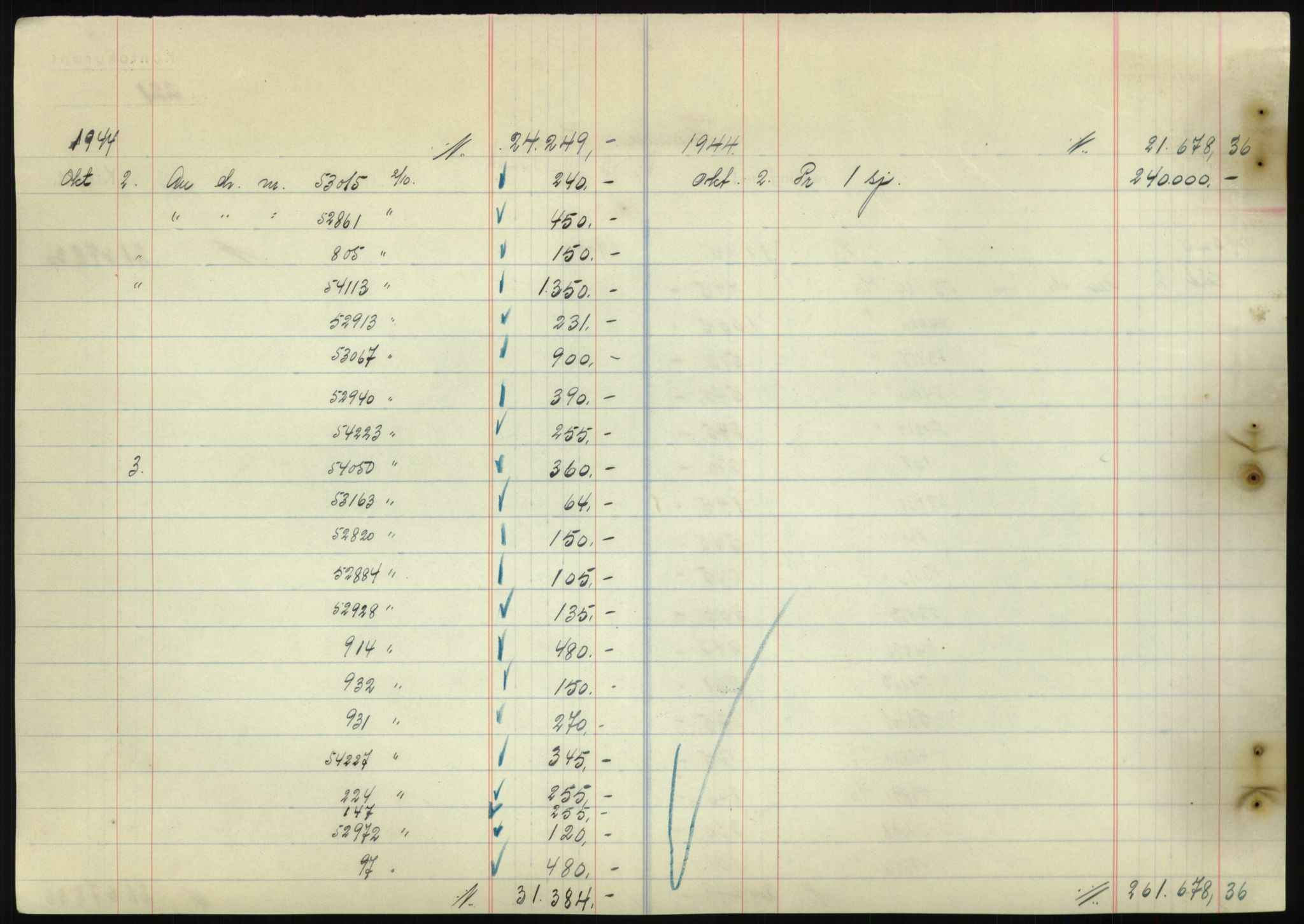 Forsvarsdepartementet, 10. kontor / Oppgjørskontoret, AV/RA-RAFA-1225/D/Db/L0180: Lista oppgjørskontor, 1942-1952, s. 2146