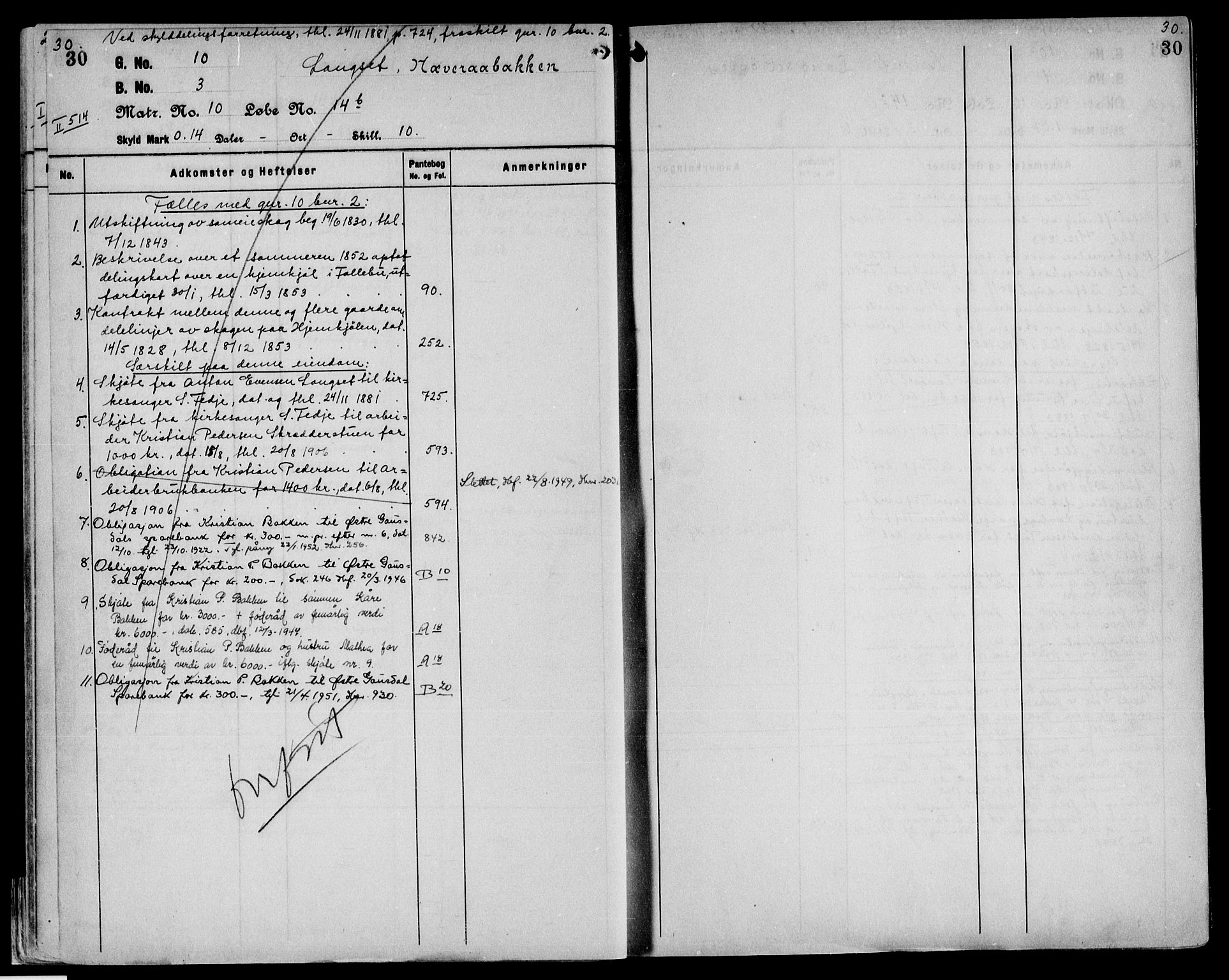 Sør-Gudbrandsdal tingrett, AV/SAH-TING-004/H/Ha/Hag/L0011: Panteregister nr. 3.11, 1913-1959, s. 30