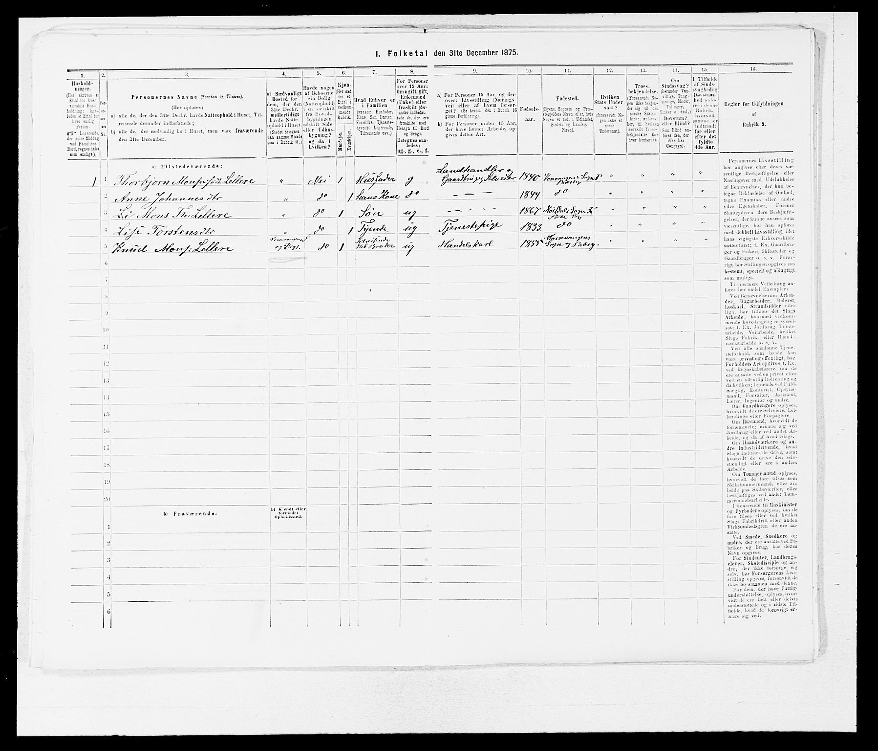 SAB, Folketelling 1875 for 1432P Førde prestegjeld, 1875, s. 1224