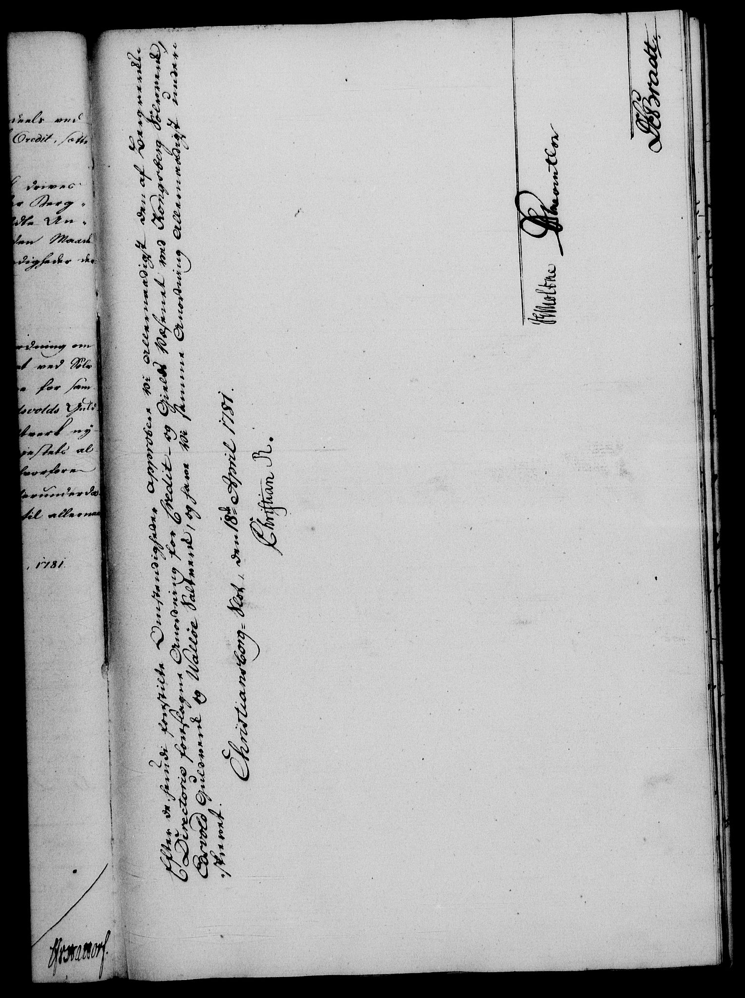 Rentekammeret, Renteskriverkontorene, AV/RA-EA-3115/M/Mf/Mfa/L0003: Resolusjonsprotokoll med register (merket RK 54.3), 1781