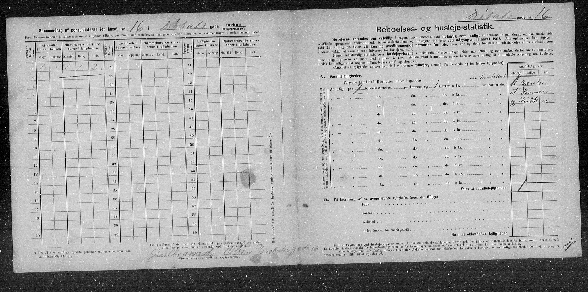 OBA, Kommunal folketelling 31.12.1905 for Kristiania kjøpstad, 1905, s. 9099
