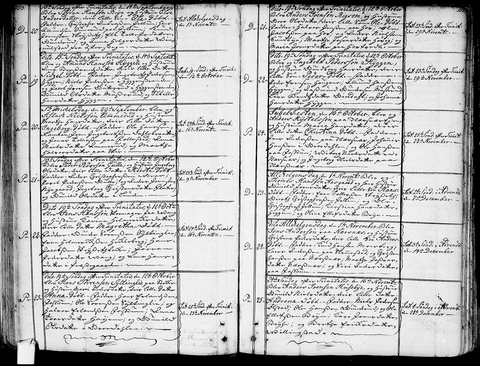 Røyken kirkebøker, AV/SAKO-A-241/G/Ga/L0001: Klokkerbok nr. 1, 1740-1768, s. 150-151
