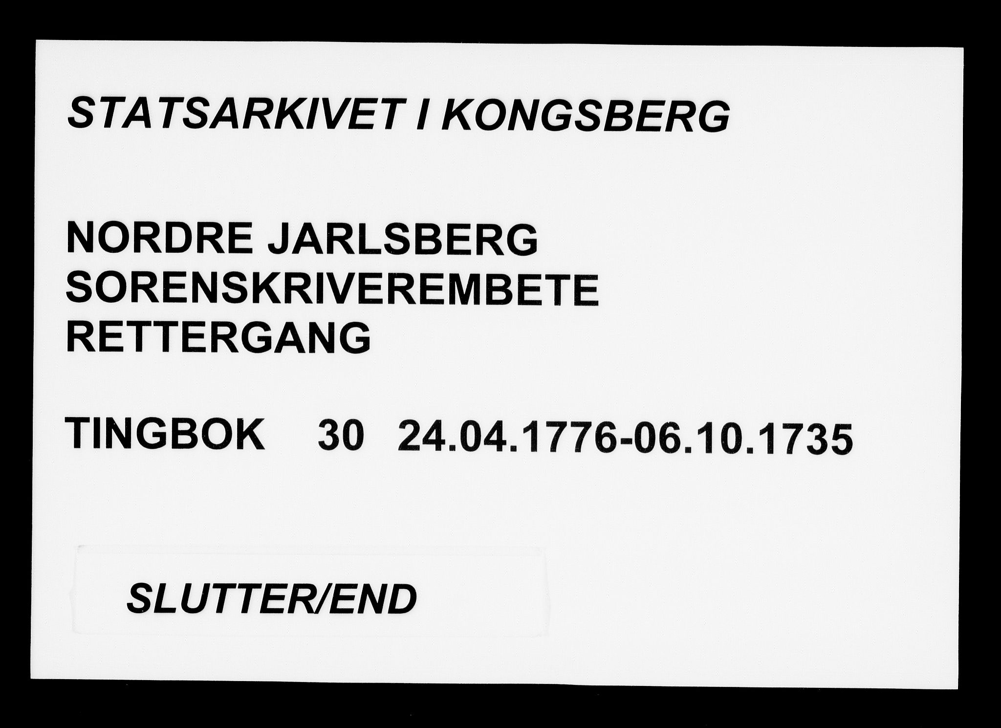 Nordre Jarlsberg sorenskriveri, AV/SAKO-A-80/F/Fa/Faa/L0030: Tingbok, 1776-1785