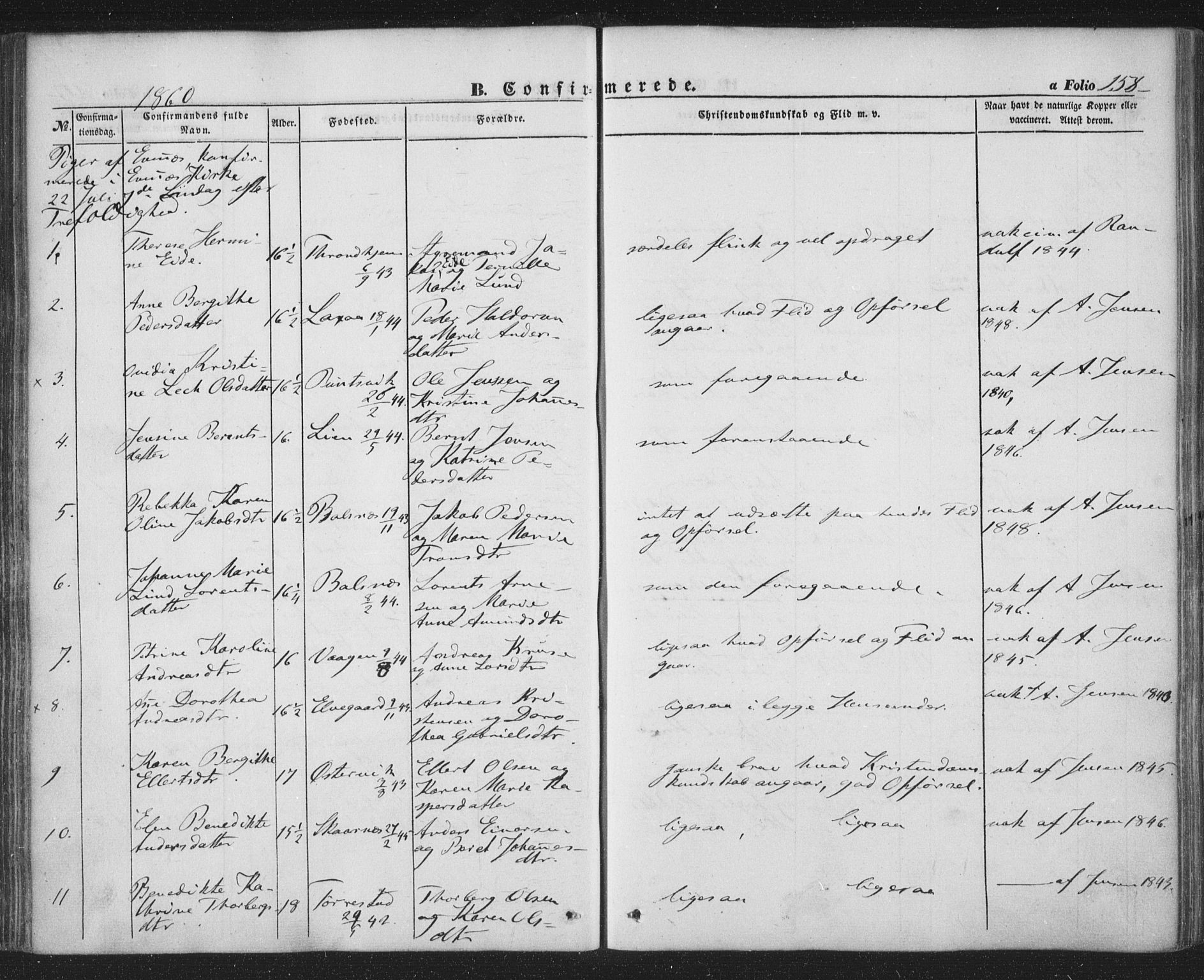 Ministerialprotokoller, klokkerbøker og fødselsregistre - Nordland, AV/SAT-A-1459/863/L0895: Ministerialbok nr. 863A07, 1851-1860, s. 158