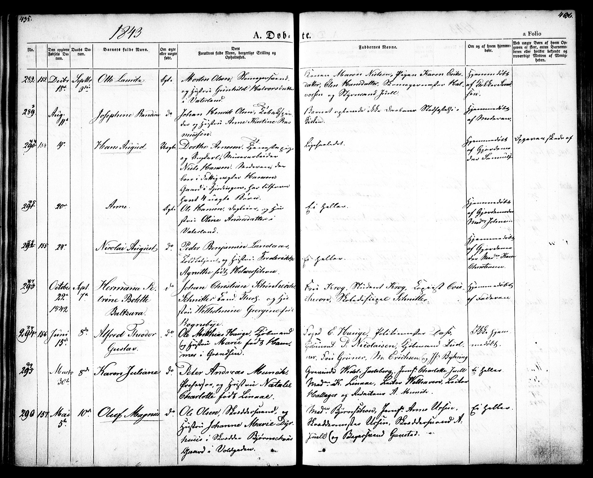 Oslo domkirke Kirkebøker, SAO/A-10752/F/Fa/L0012: Ministerialbok nr. 12, 1837-1845, s. 435-436
