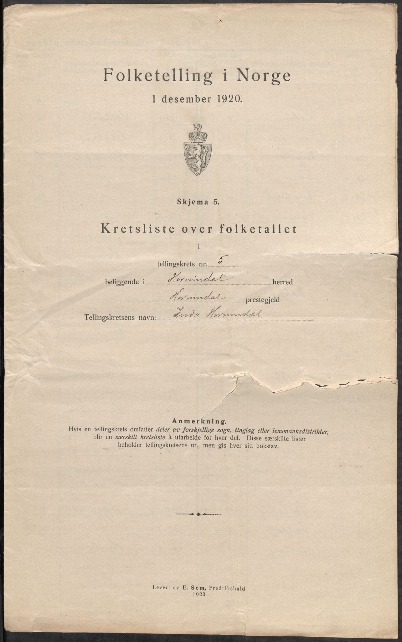 SAB, Folketelling 1920 for 1444 Hornindal herred, 1920, s. 16
