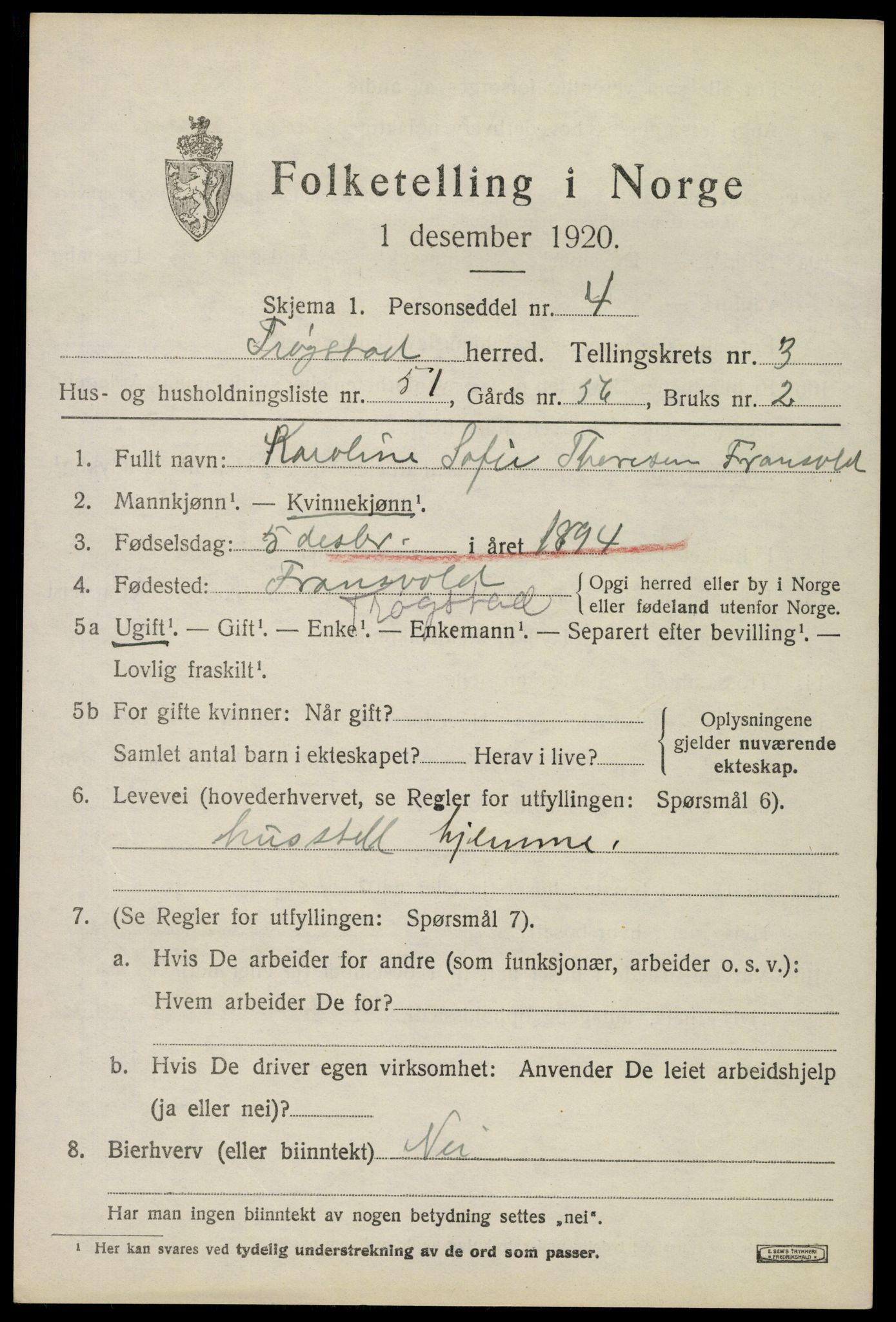 SAO, Folketelling 1920 for 0122 Trøgstad herred, 1920, s. 3910